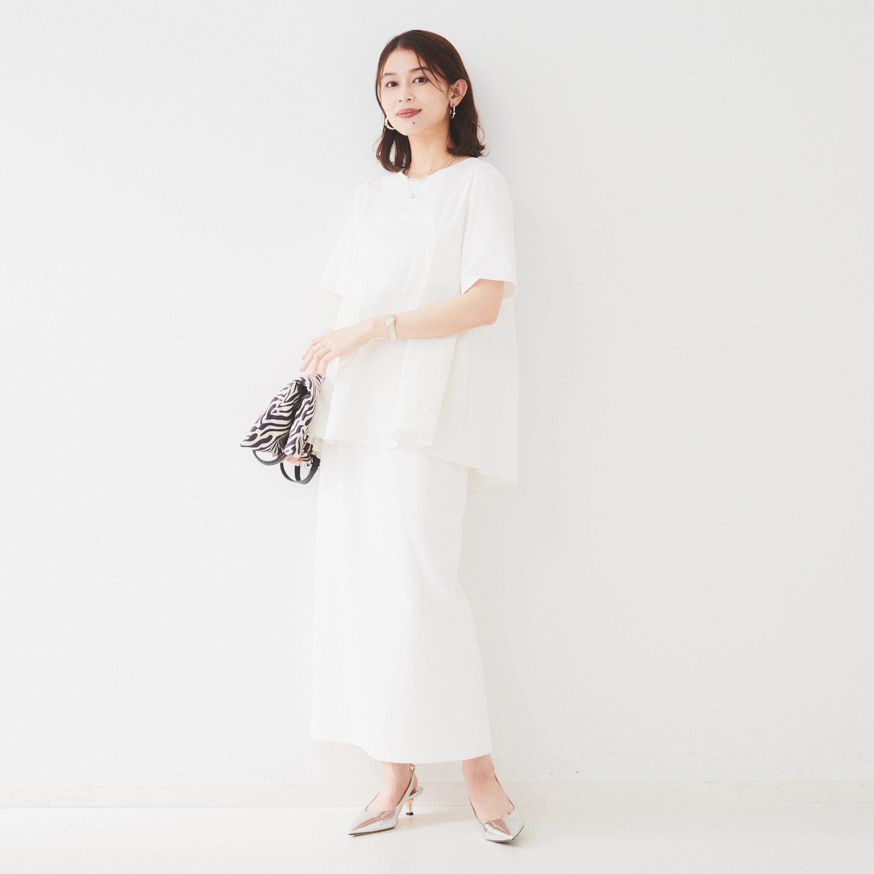 UNTITLED「【UVカット/接触冷感/Tシャツ】異素材ドッキングペプラム」|Tシャツ・カットソー|