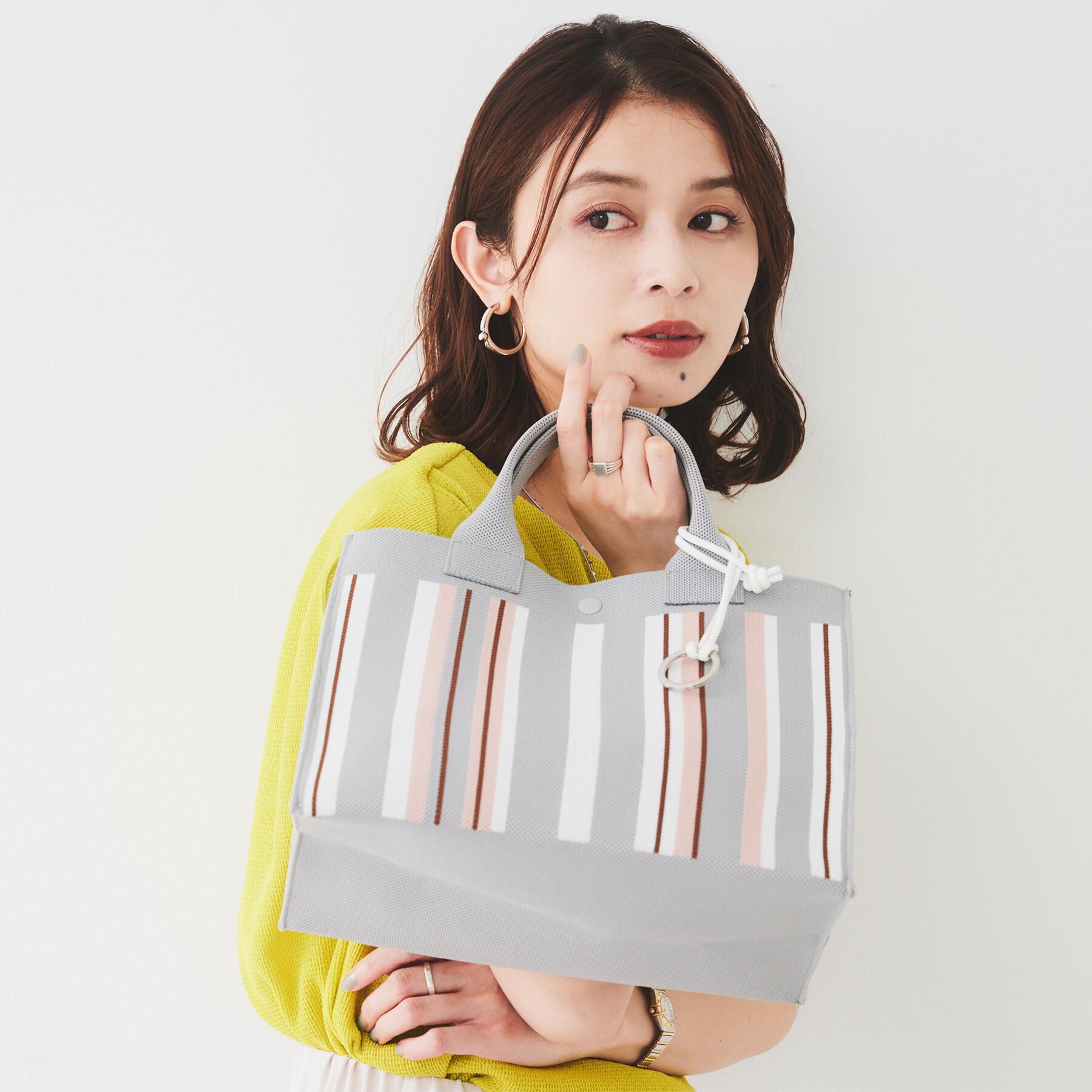 UNTITLED「【手洗い可】マルチストライプニットバッグ」|ハンドバッグ|