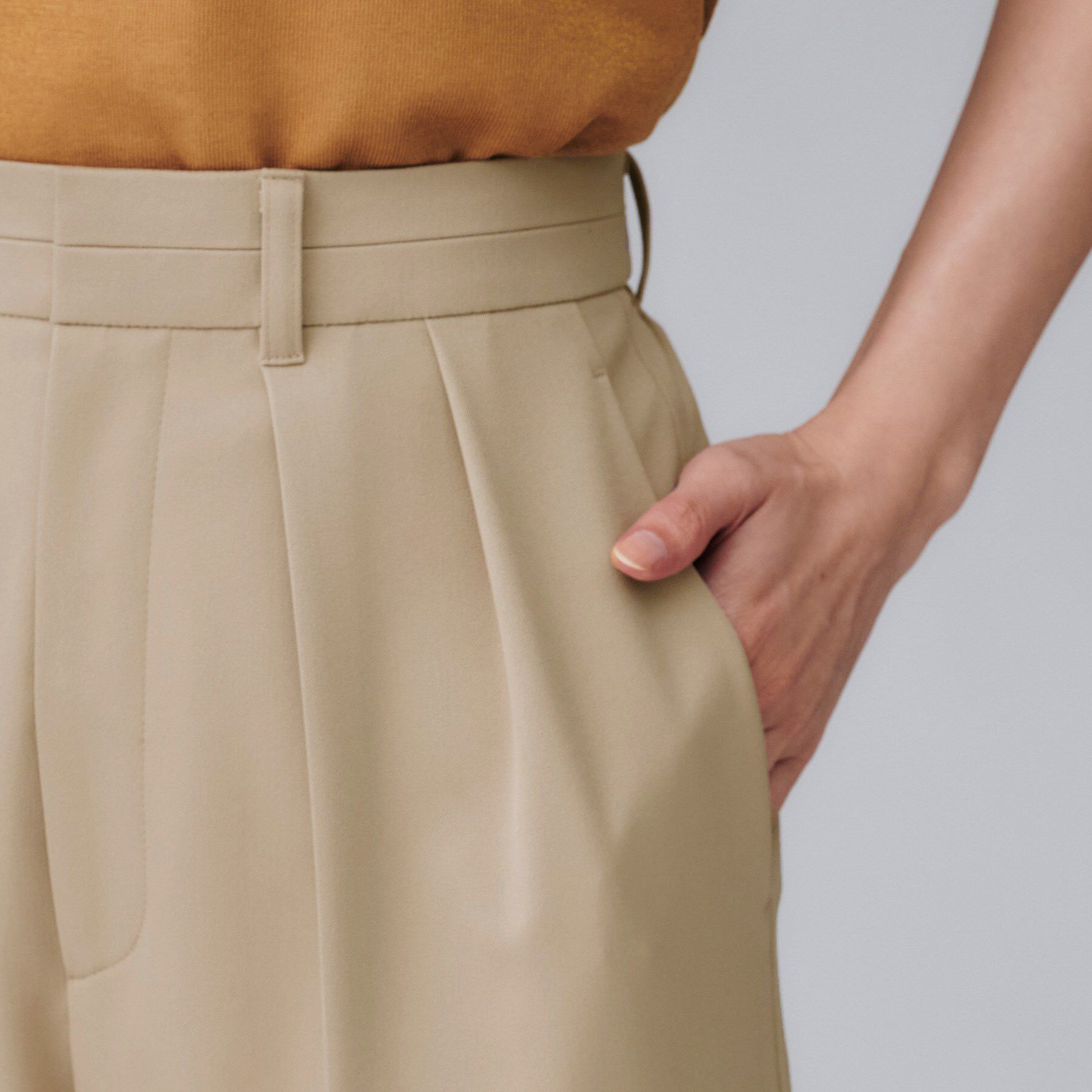 UNTITLED「【洗える/はっ水/後ろウエストゴム】ストレッチ2タックワイドパンツ」|その他|