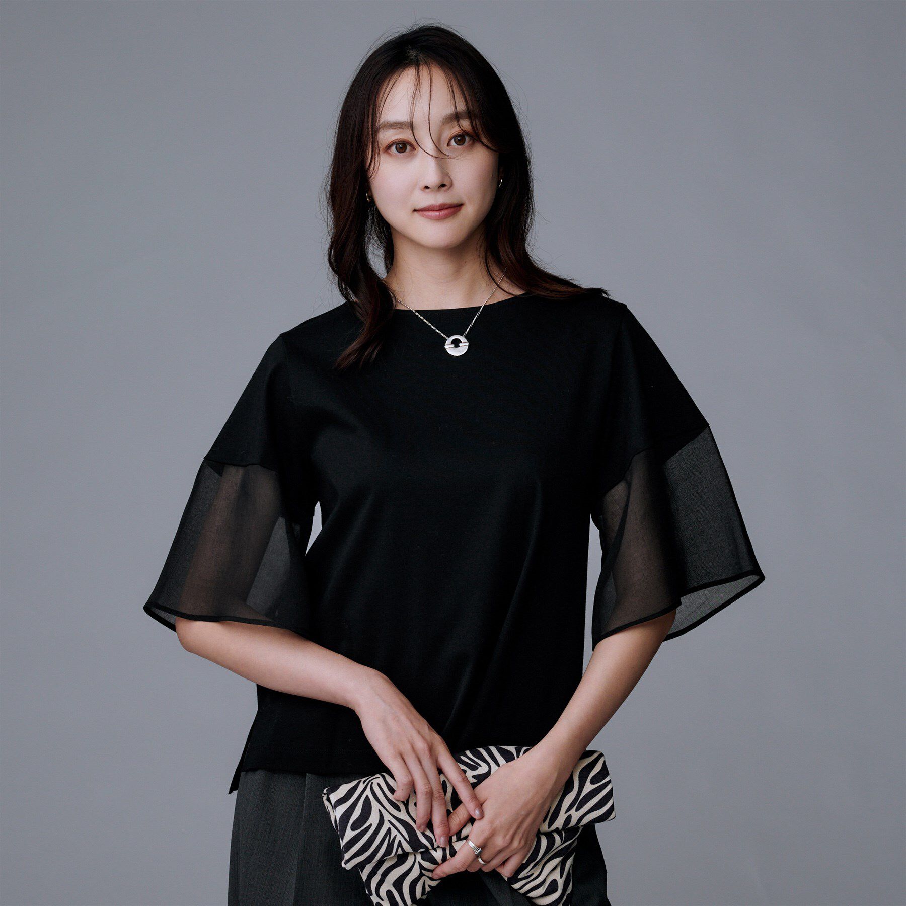 UNTITLED「【洗える/五分袖】シアースリーブ プルオーバー」|Tシャツ・カットソー|