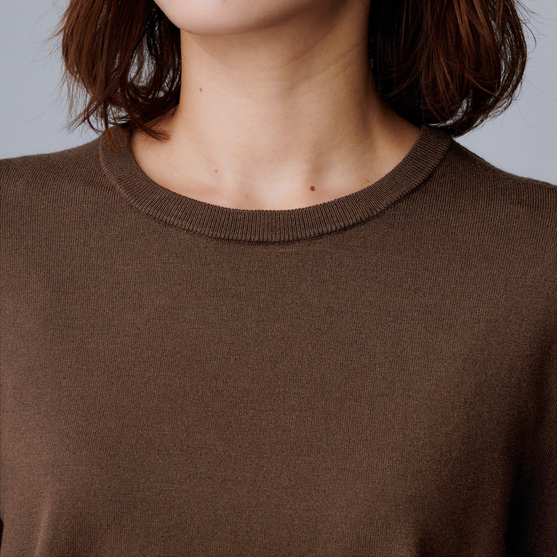 UNTITLED「【フリル取り外し可/きれいめエレガント】フリルシャツレイヤード風ニット」|ニット・セーター|