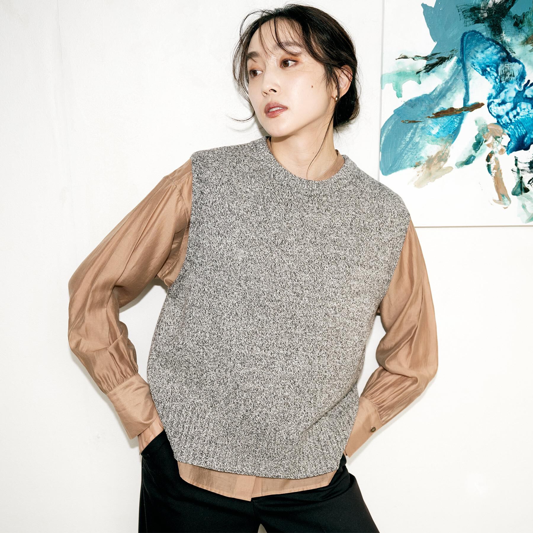 UNTITLED「【重ね着レイヤードに】杢調ニットベスト」|ベスト・ジレ|