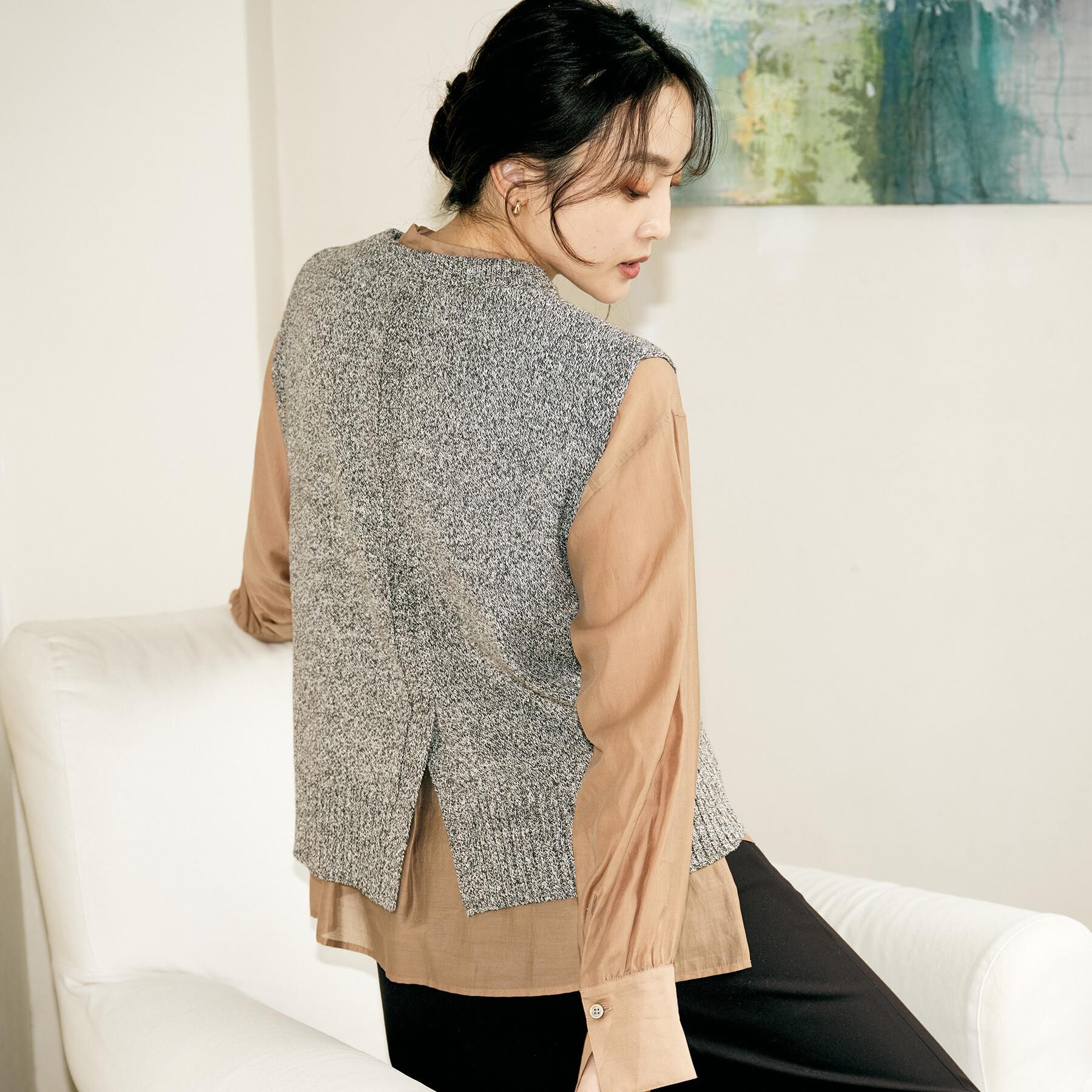 UNTITLED「【重ね着レイヤードに】杢調ニットベスト」|ベスト・ジレ|