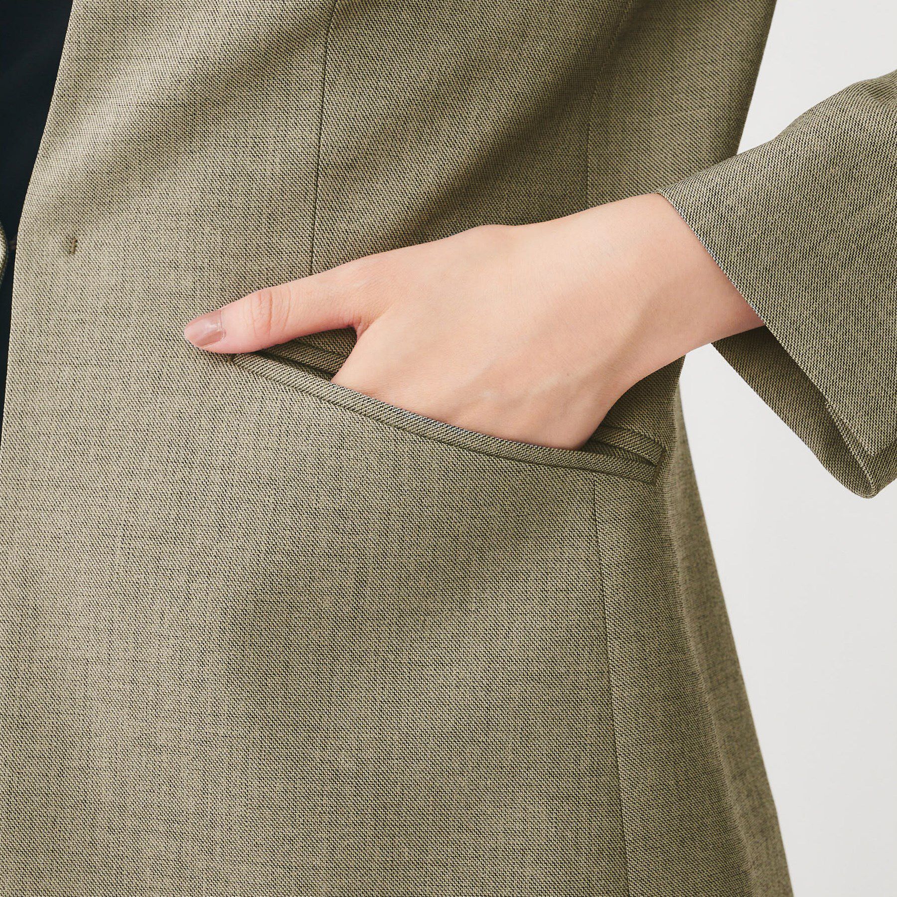 UNTITLED「【洗える/お仕事スーツ】ドライメランジ カラーレスジャケット」|ノーカラージャケット|