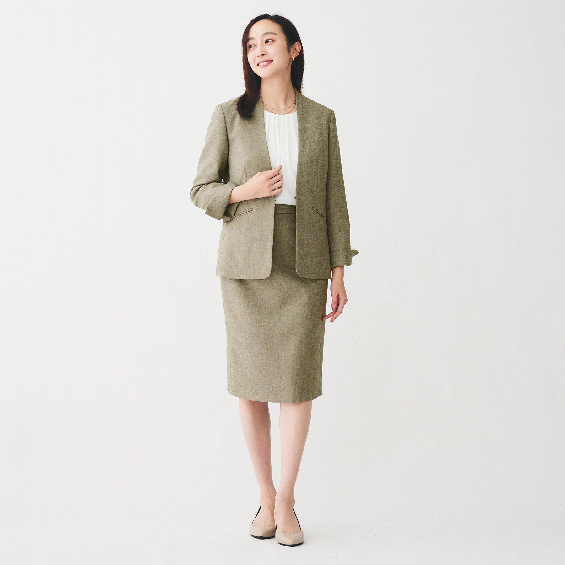 UNTITLED「【洗える/お仕事スーツ】ドライメランジ タイトスカート」|スカート|