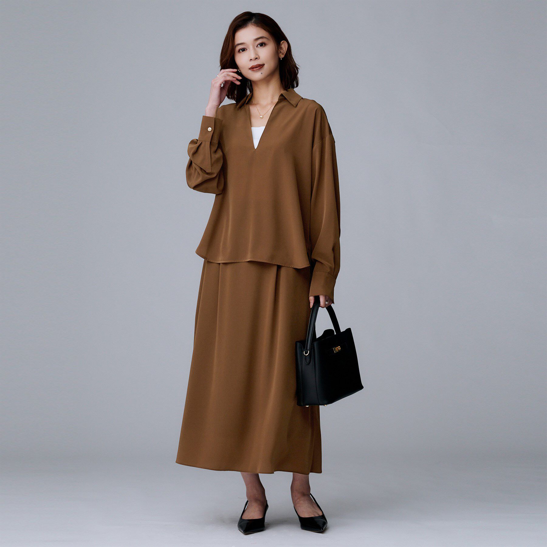 UNTITLED「【セットアップ可/スキッパー/ゆったり】リラクパウダーシャツ」|シャツ・ブラウス|