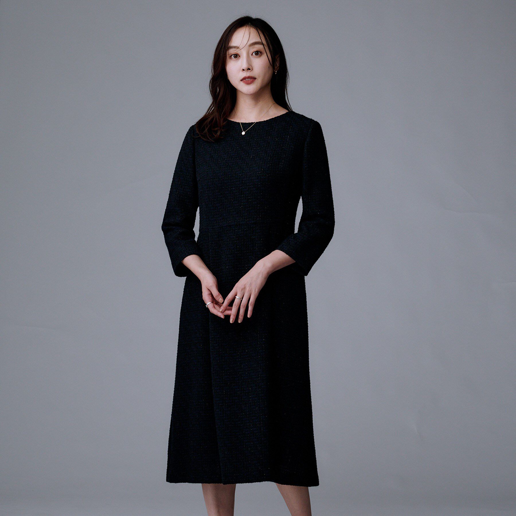 UNTITLED「【セットアップ可能/きれいめ】ツイードワンピース」|ワンピース|ネイビー(494)