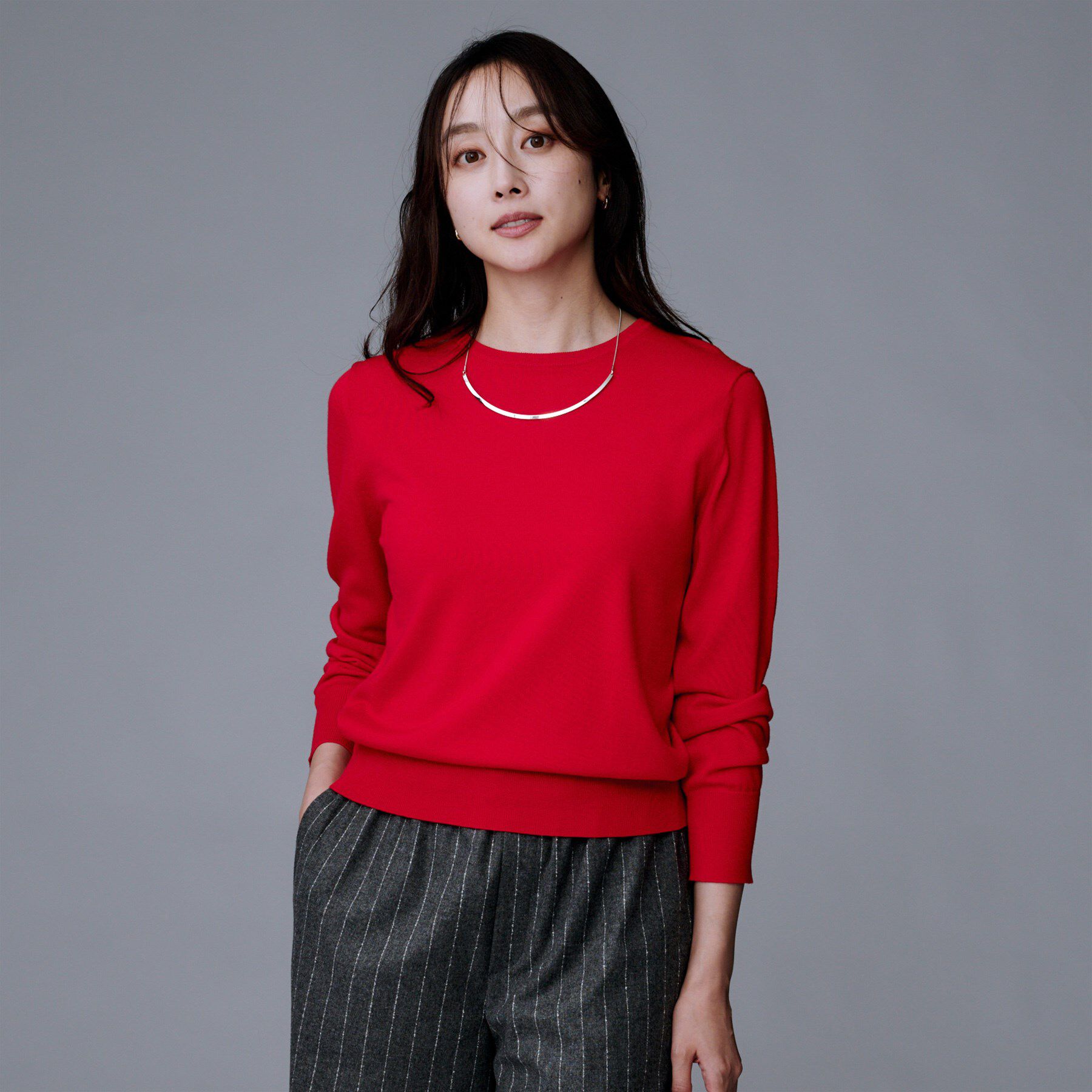 UNTITLED「【アンサンブル可/洗える/ウール100%】クルーネックウールニット」|ニット・セーター|