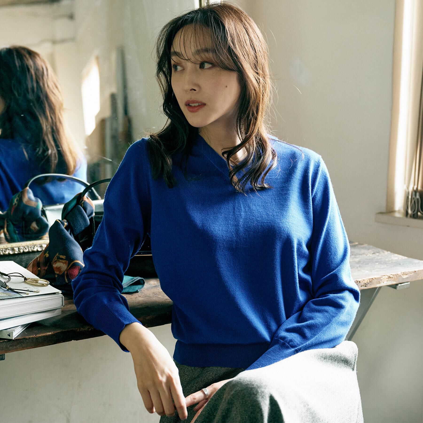 UNTITLED「【洗える/ウール100%】Vネックウールニット」|ニット・セーター|