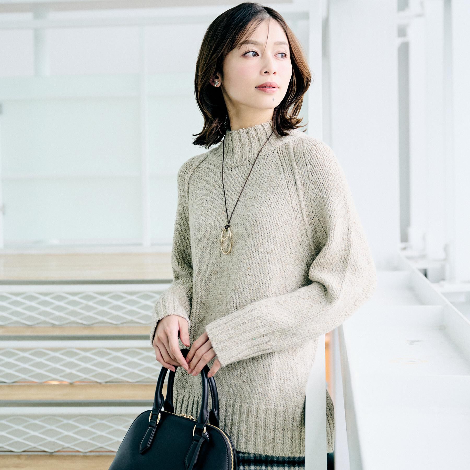 UNTITLED「【ゆったりサイズ】シルクネップ　ボトルネックニット」|ニット・セーター|