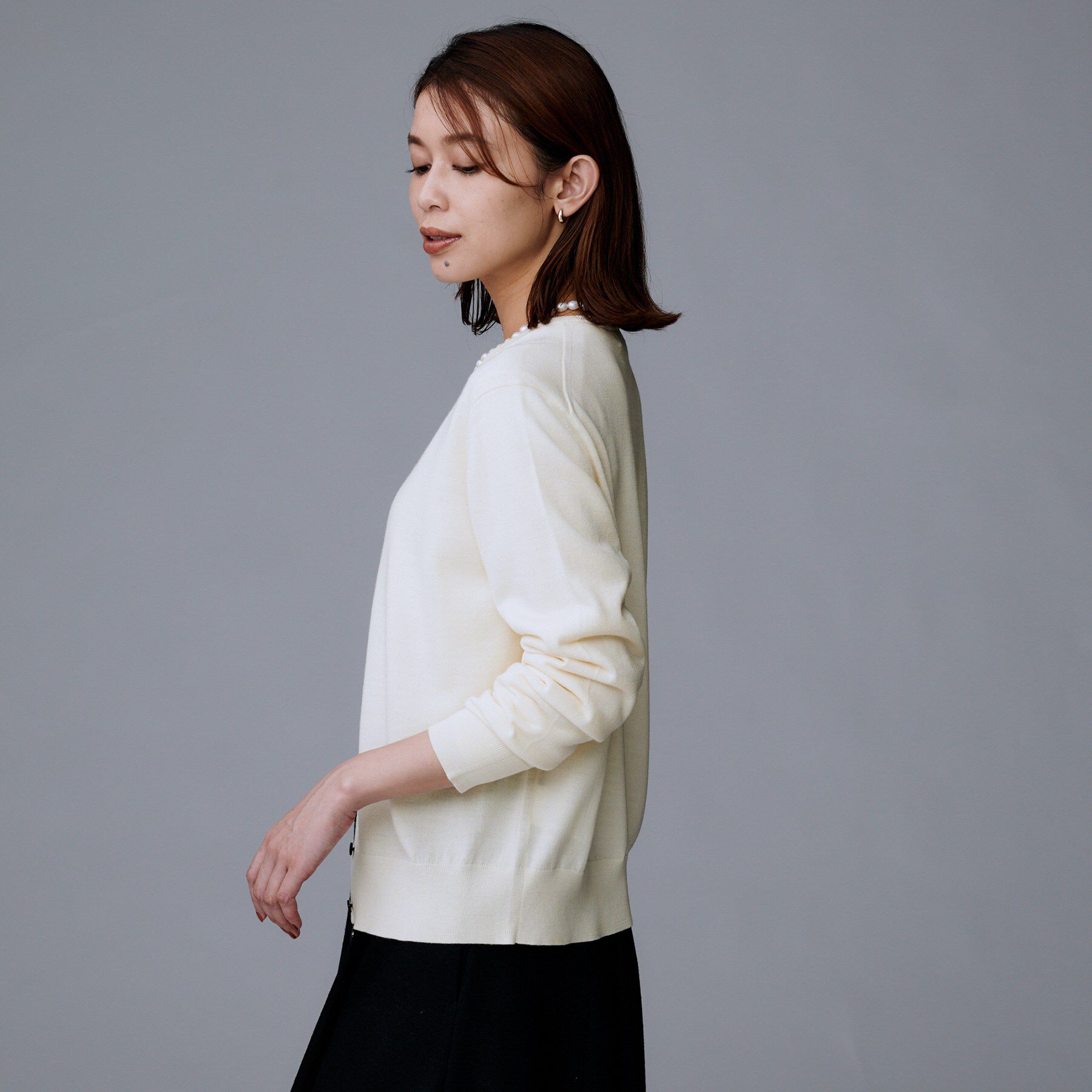 UNTITLED「【洗える/アンサンブル可/ウール100%】ウールクルーカーディガン」|カーディガン|