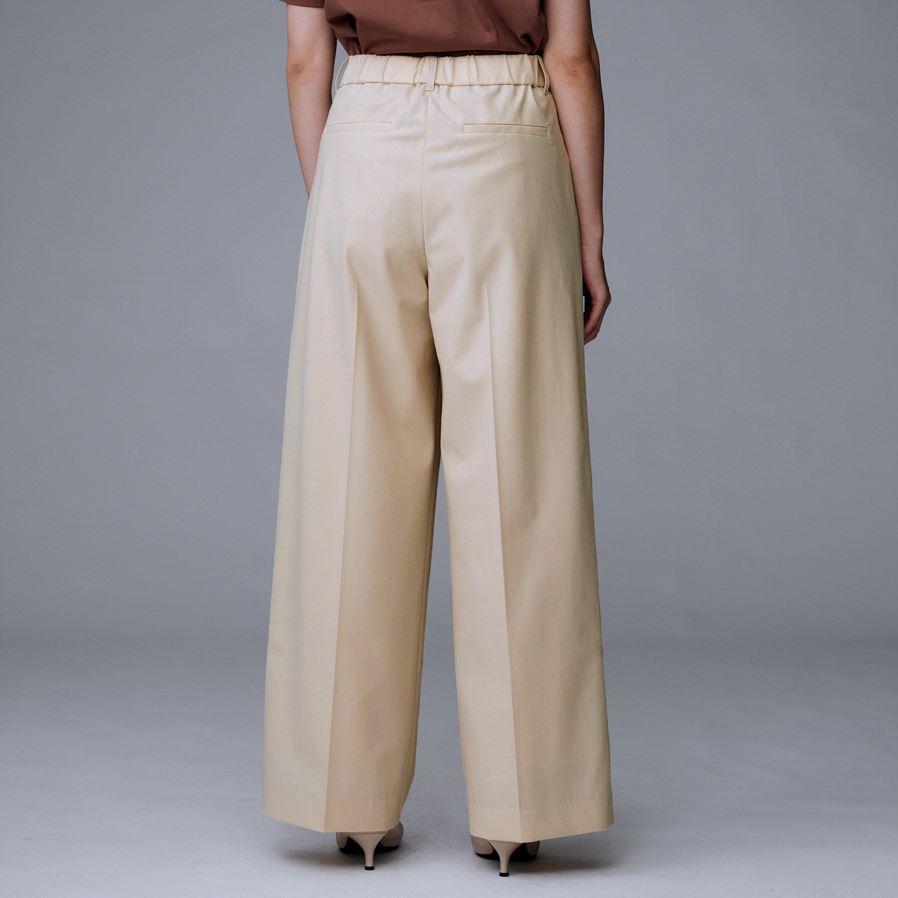 UNTITLED「【洗える/ウエスト後ろゴム】ウール混　タックワイドパンツ」|その他|