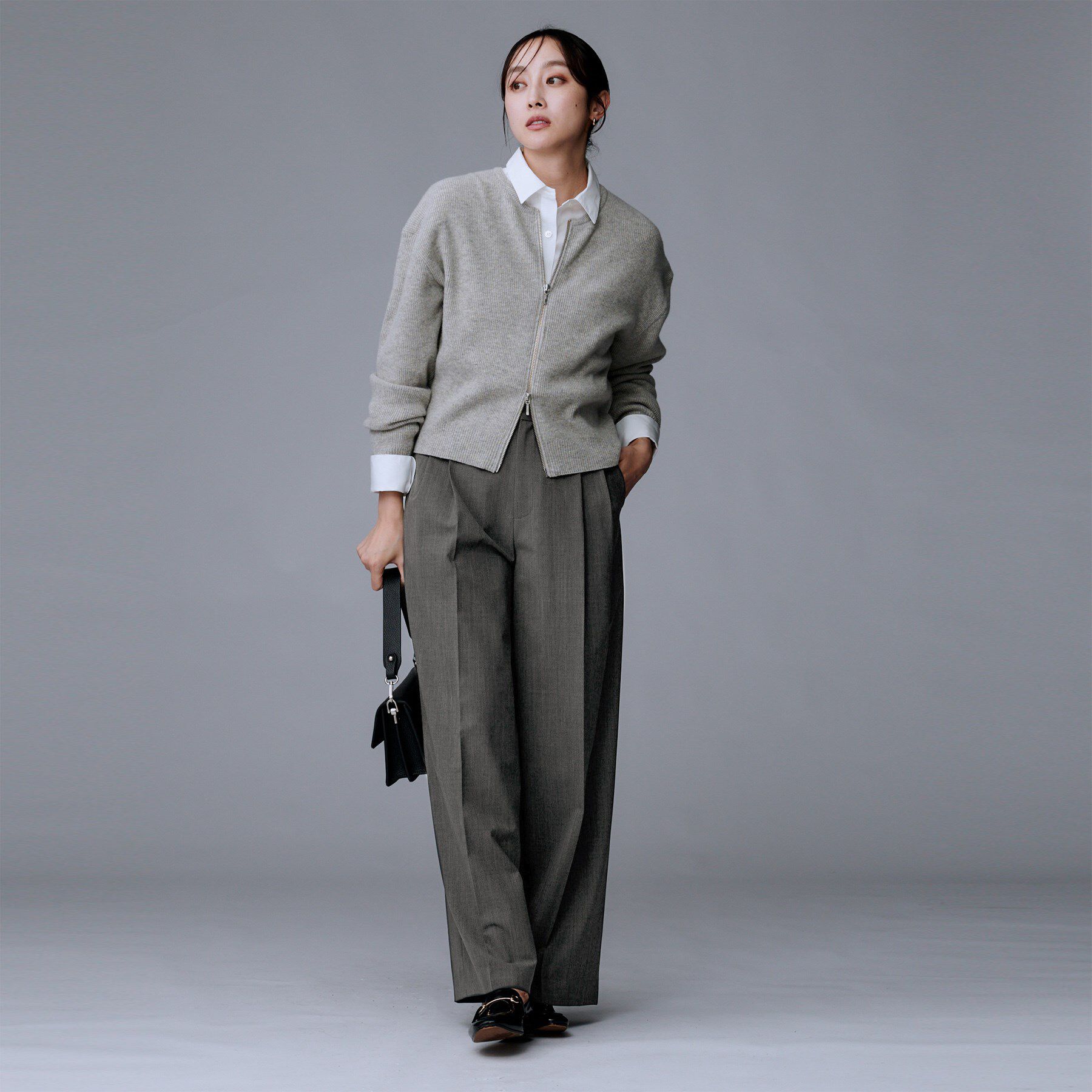 UNTITLED「【洗える/ウエスト後ろゴム】ウール混　タックワイドパンツ」|その他|