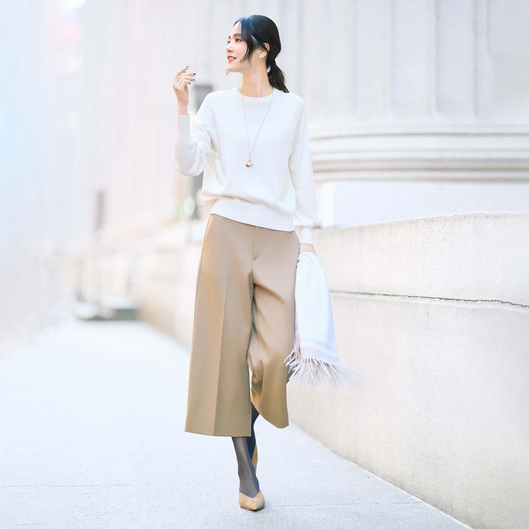 UNTITLED「【ウール100%/ウエスト後ろゴム】 クロップドワイドパンツ」|その他|