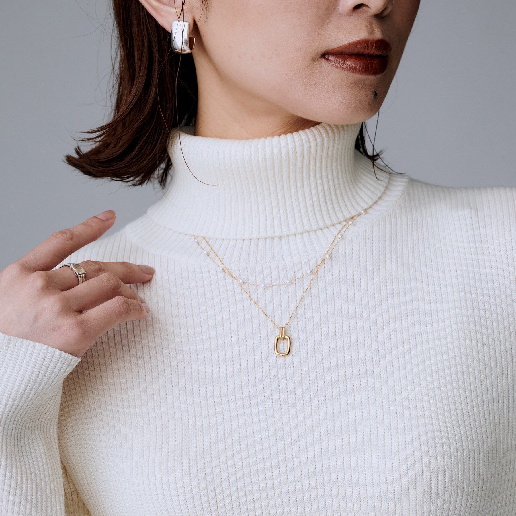 UNTITLED「【ステンレス】MIXレイヤードチェーンネックレス」|ネックレス|