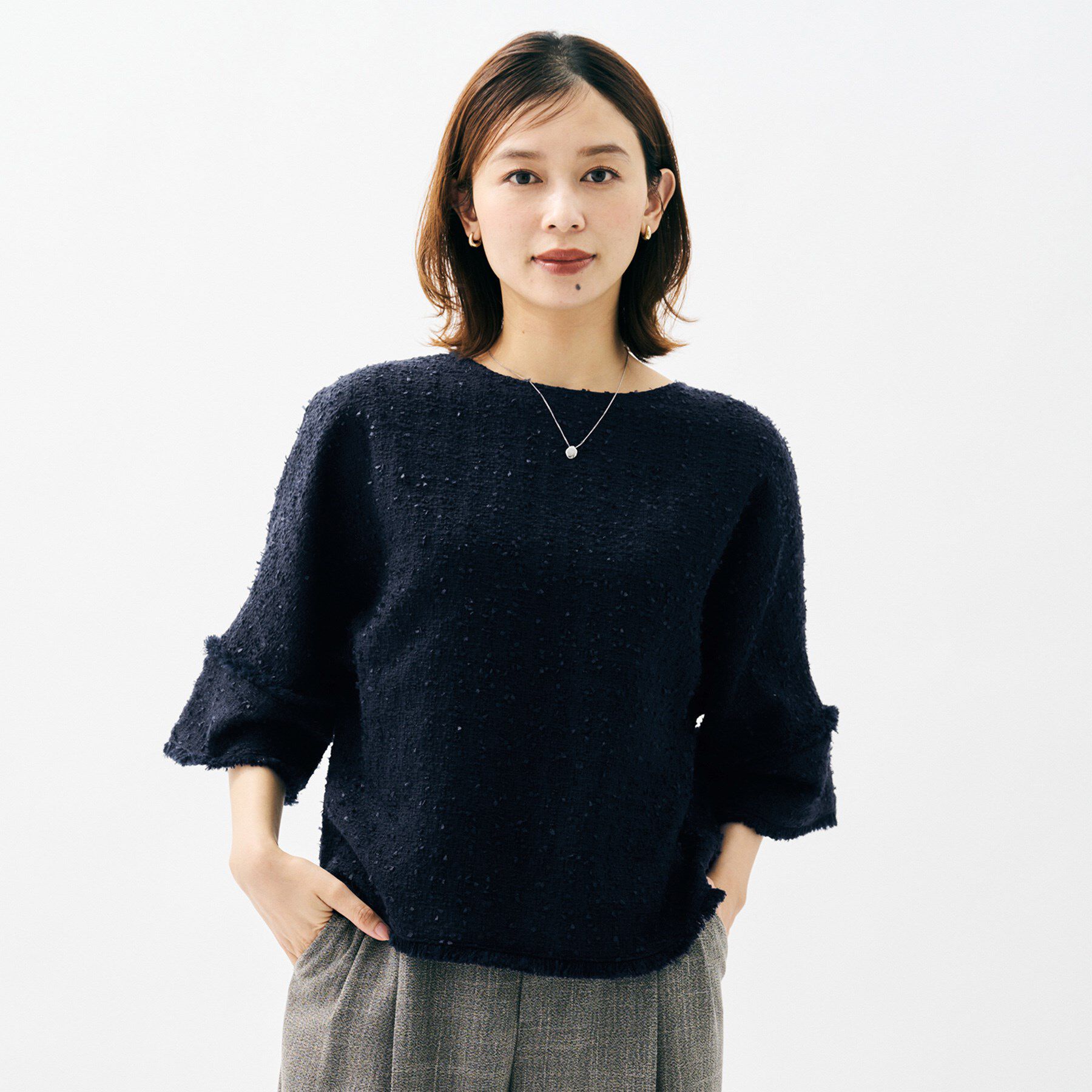 UNTITLED「【きれいめ／体型カバー】ツイードドルマントップス」|シャツ・ブラウス|