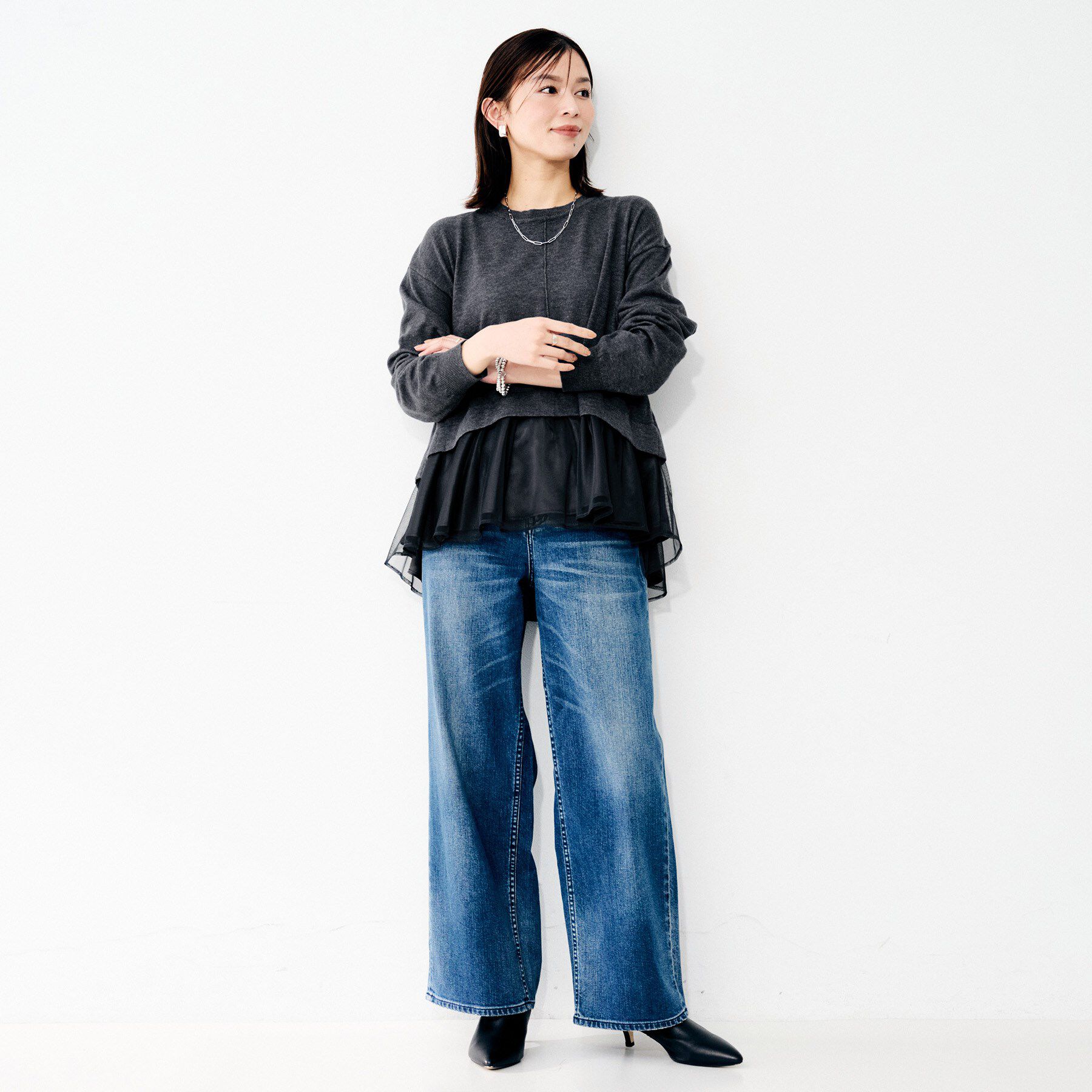 UNTITLED「【TORRAZZO DONNA】ニット&times;チュールトップス」|Tシャツ・カットソー|