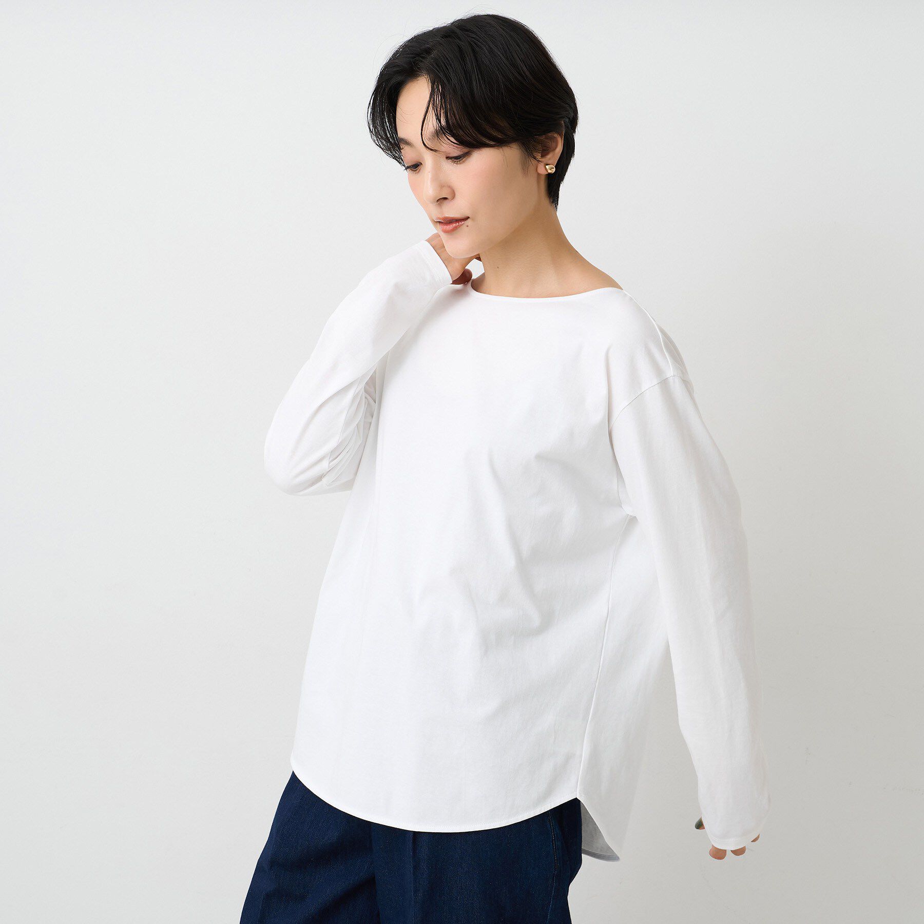 UNTITLED「【洗える/レイヤードTシャツ】ラウンドテールジャージプルオーバー」|Tシャツ・カットソー|