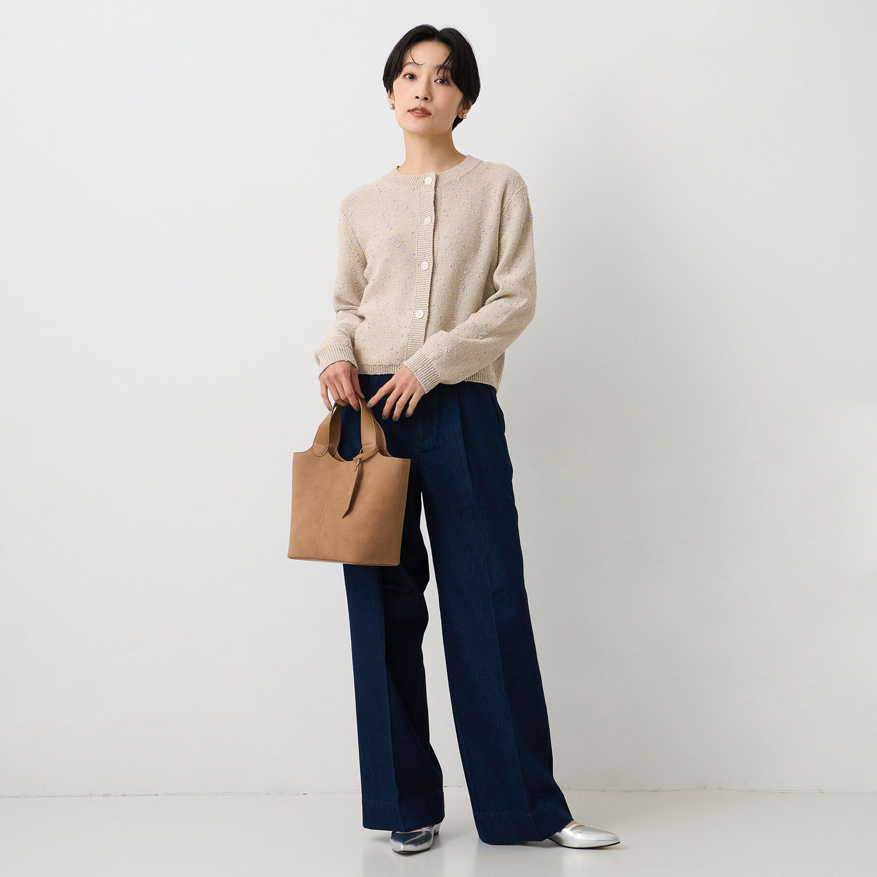 UNTITLED「【洗える/すっきり丈】ラメノット ニットカーディガン」|カーディガン|