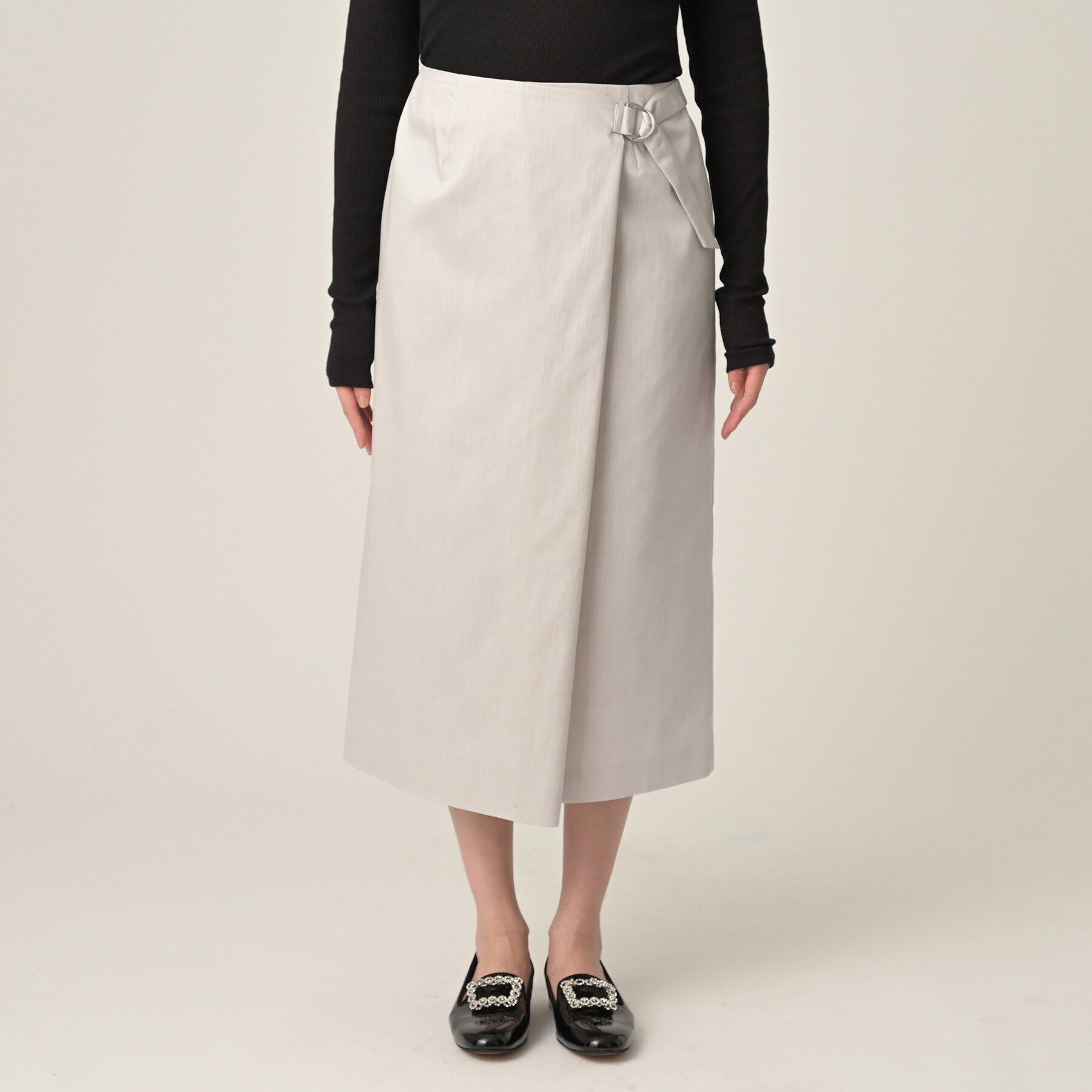 UNTITLED「【洗える/後ろウエストゴム】デニム調シャンブレーナロースカート」|スカート|