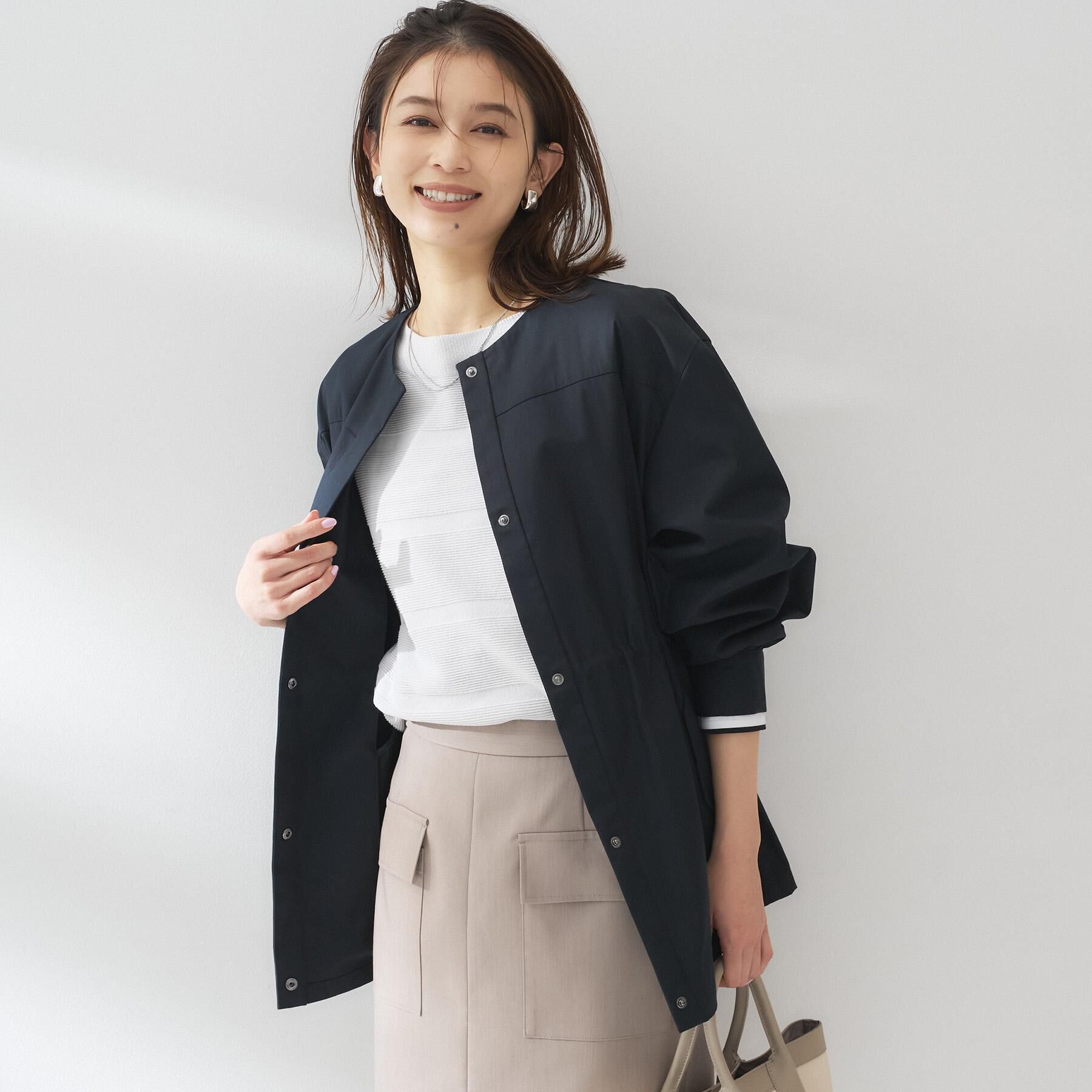 UNTITLED「ライトコットンミリタリーコート」|ノーカラーコート|