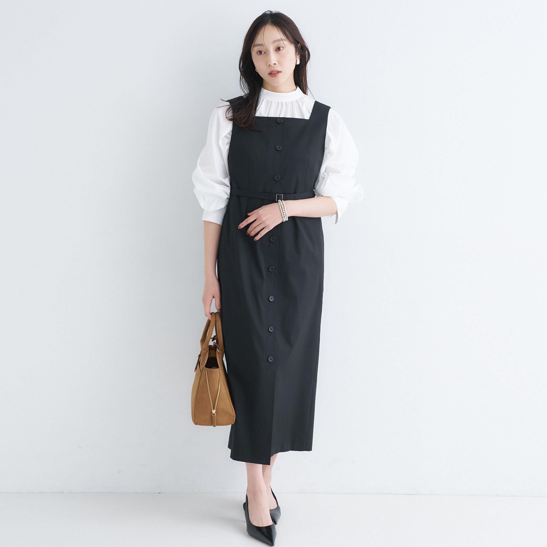 UNTITLED「スクエアネックジャンパースカート」|ワンピース|