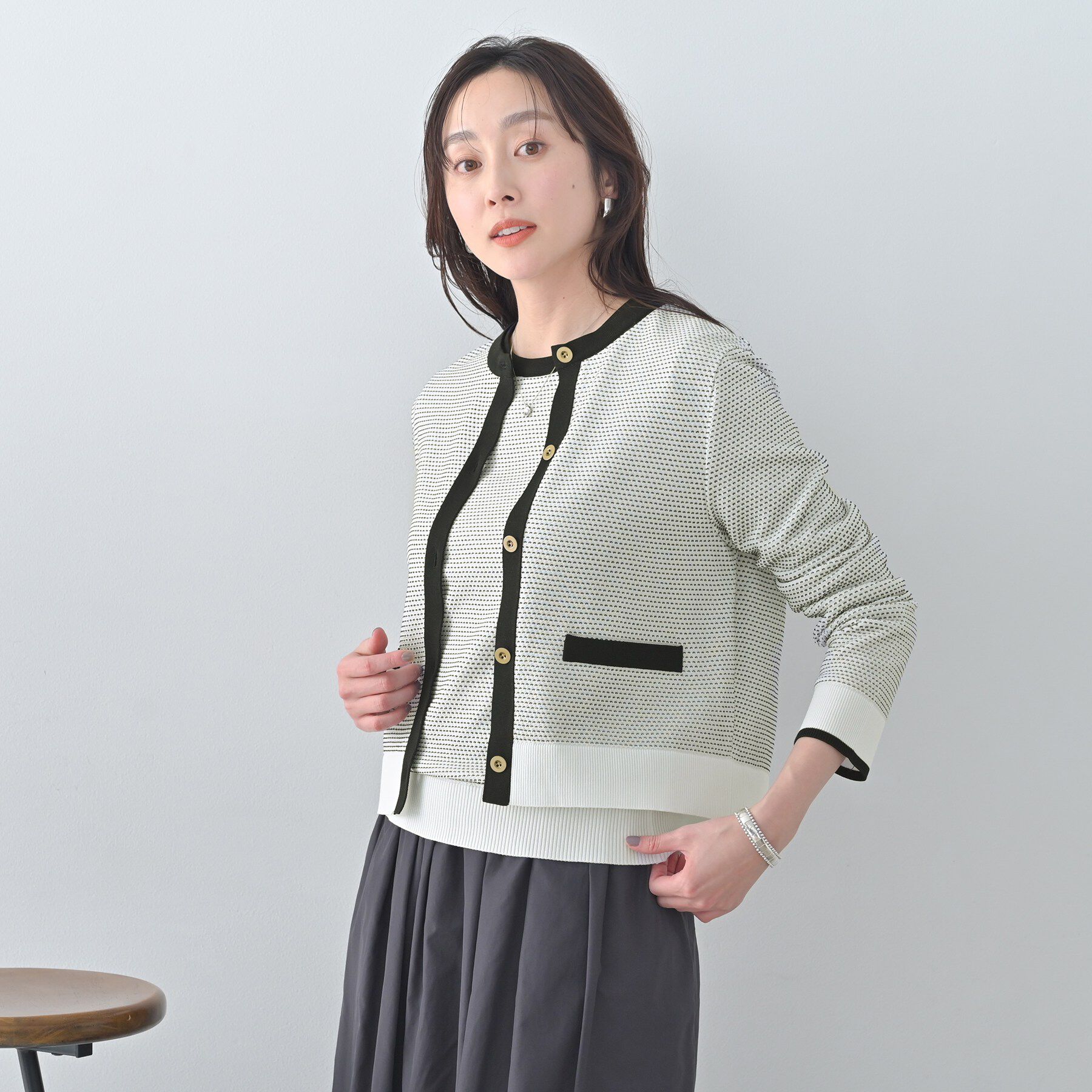 UNTITLED「配色ハイゲージニットカーディガン」|カーディガン|