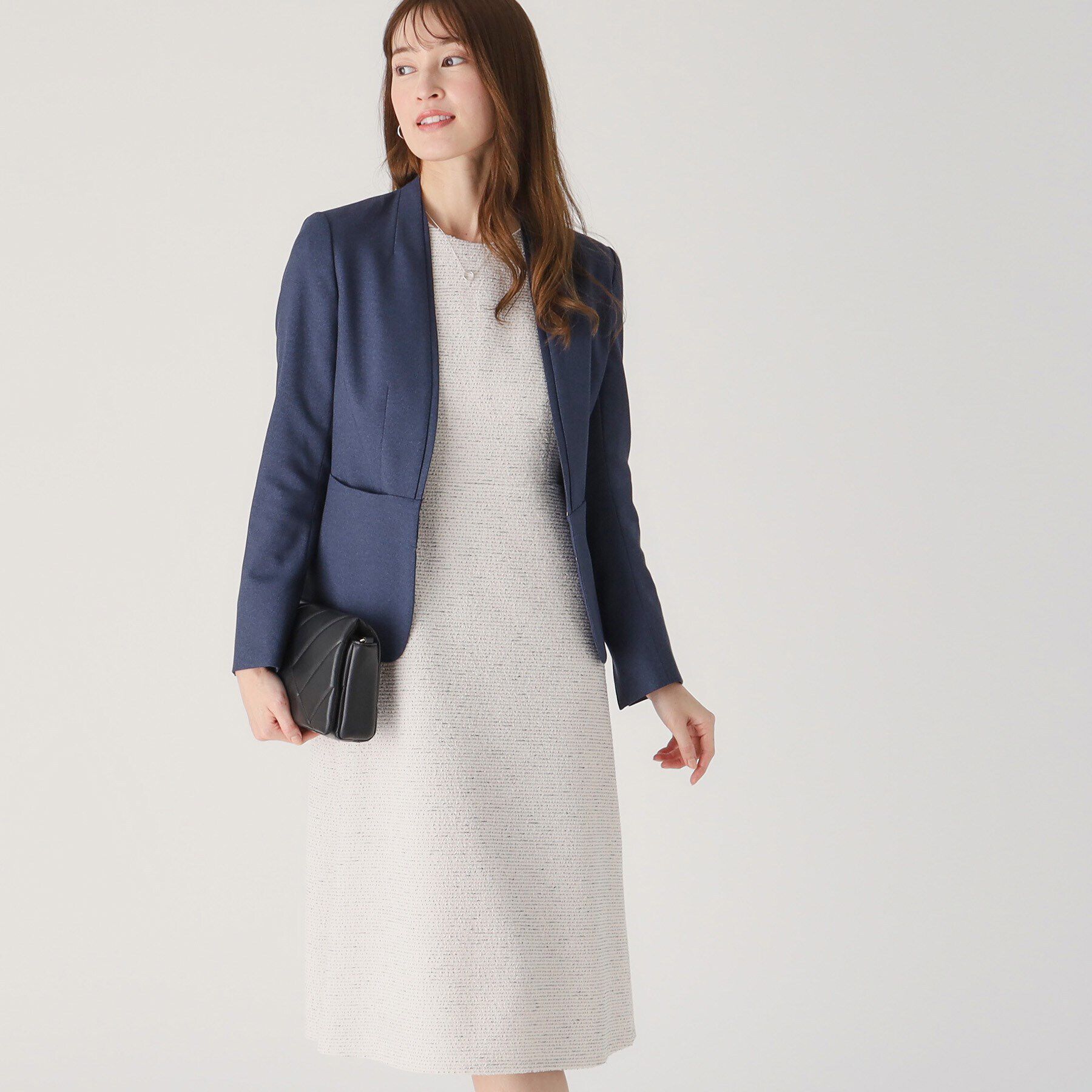 COUP DE CHANCE「【洗える／日本製／スーツ可】ノーカラージャケット」|テーラードジャケット|ネイビー(494)