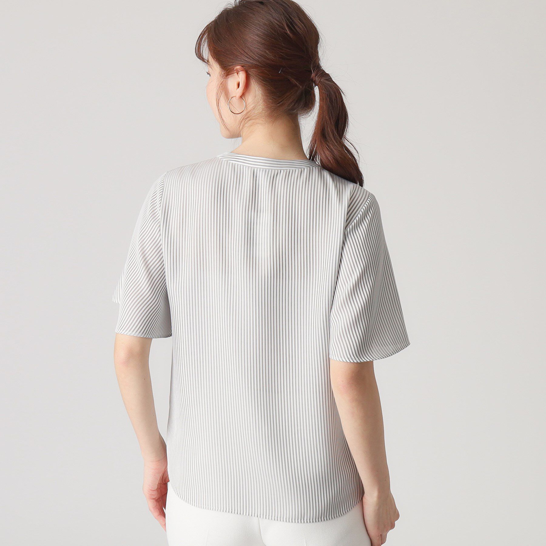 COUP DE CHANCE「【洗える／ストライプ柄】フレア袖ブラウス」|シャツ・ブラウス|