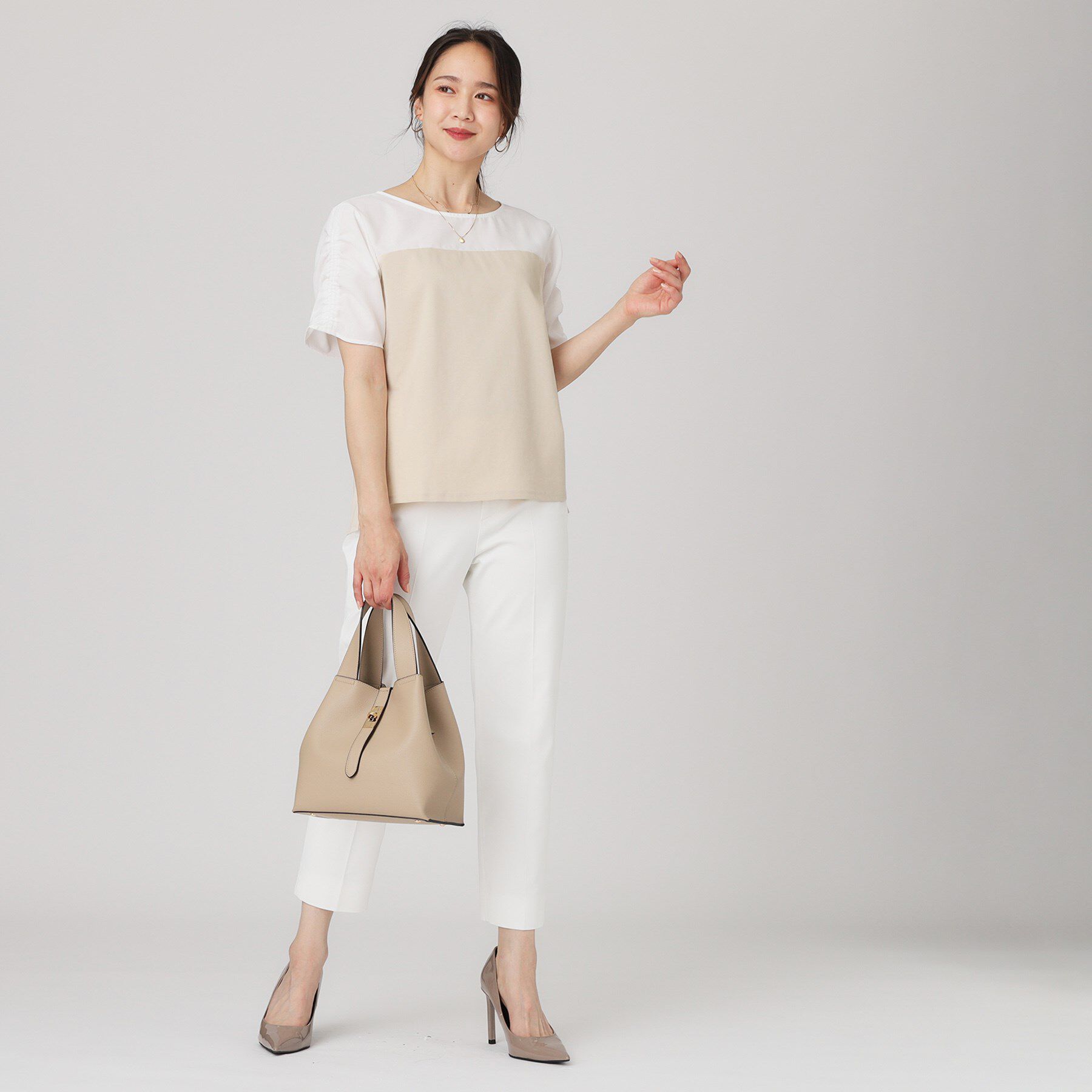 COUP DE CHANCE「【手洗い可／日本製】異素材組合せのジャージトップス」|Tシャツ・カットソー|