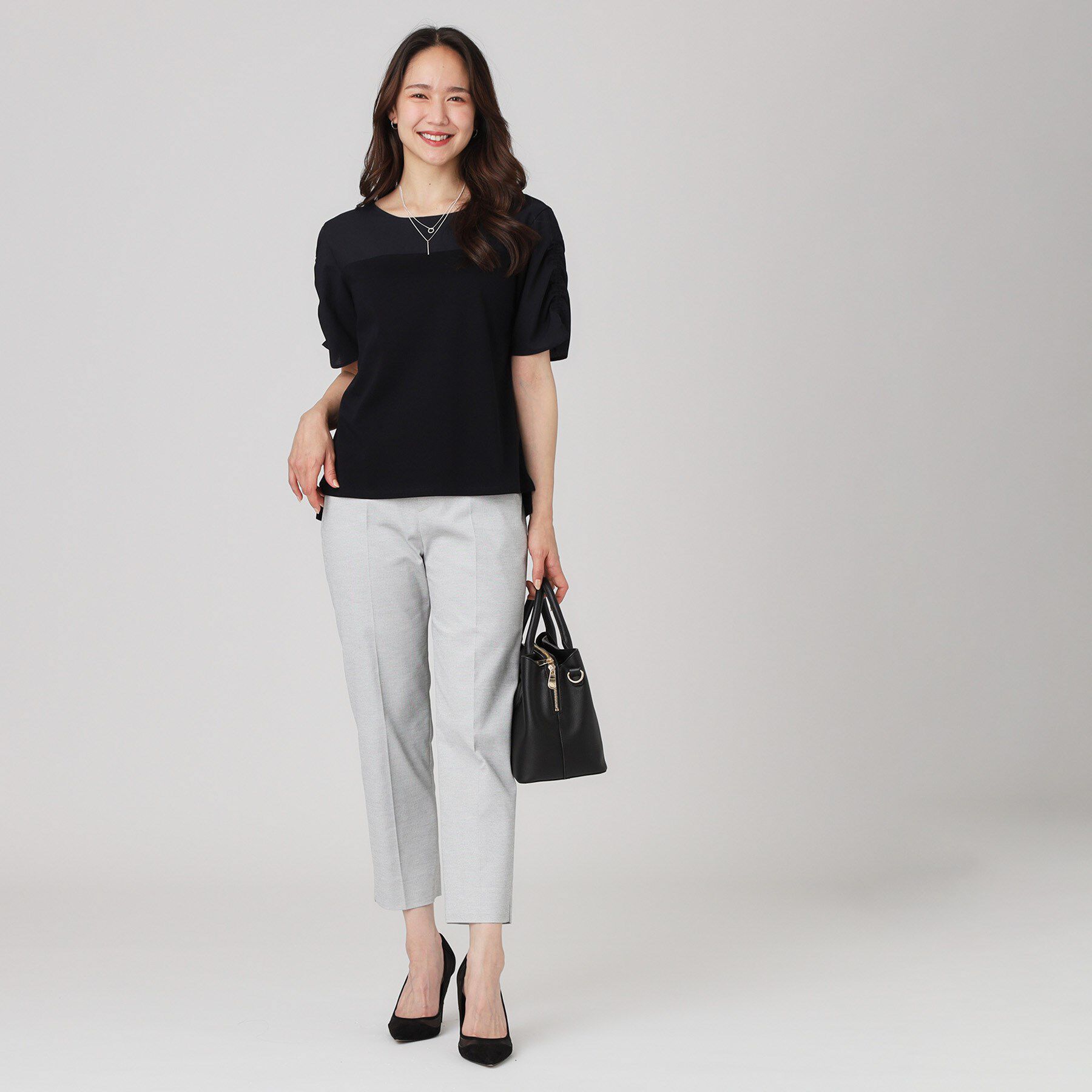 COUP DE CHANCE「【手洗い可／日本製】異素材組合せのジャージトップス」|Tシャツ・カットソー|