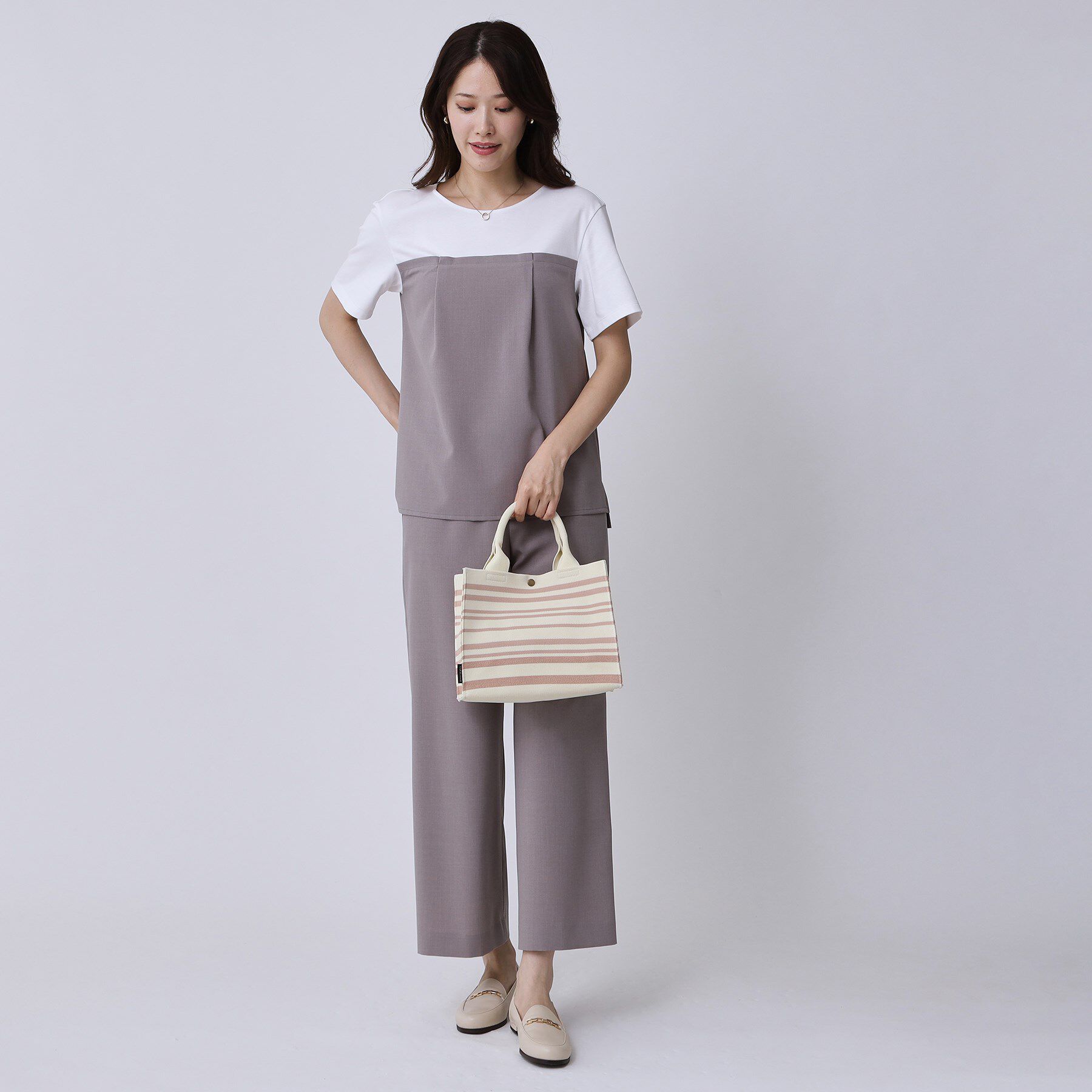 COUP DE CHANCE「トーンリズムニット／大人ボーダー柄／ニットバック」|トートバッグ|