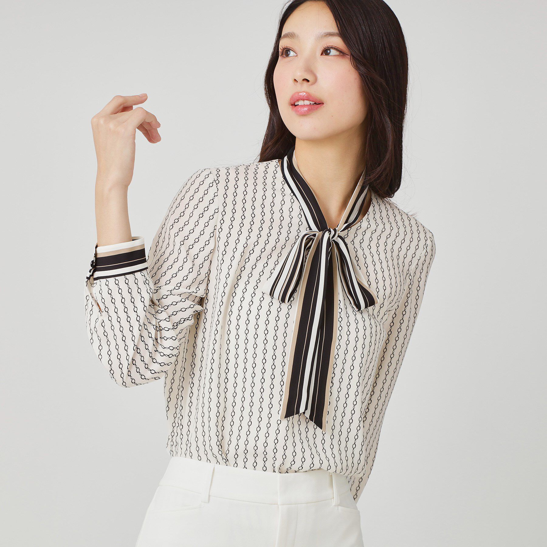 COUP DE CHANCE「【手洗い可／日本製】チェーン柄ブラウス」|シャツ・ブラウス|