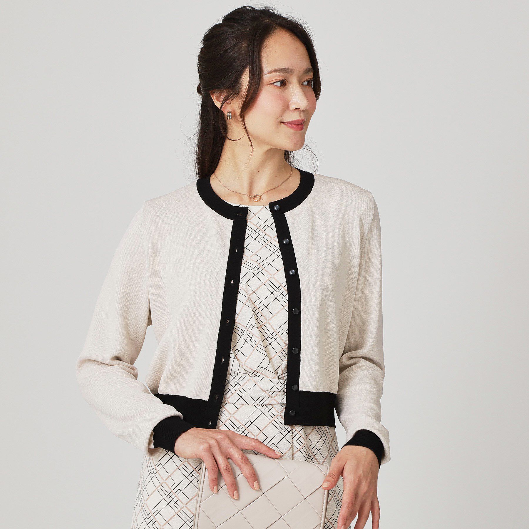 COUP DE CHANCE「【手洗い可】幾何柄風ジャカードカーディガン」|カーディガン|