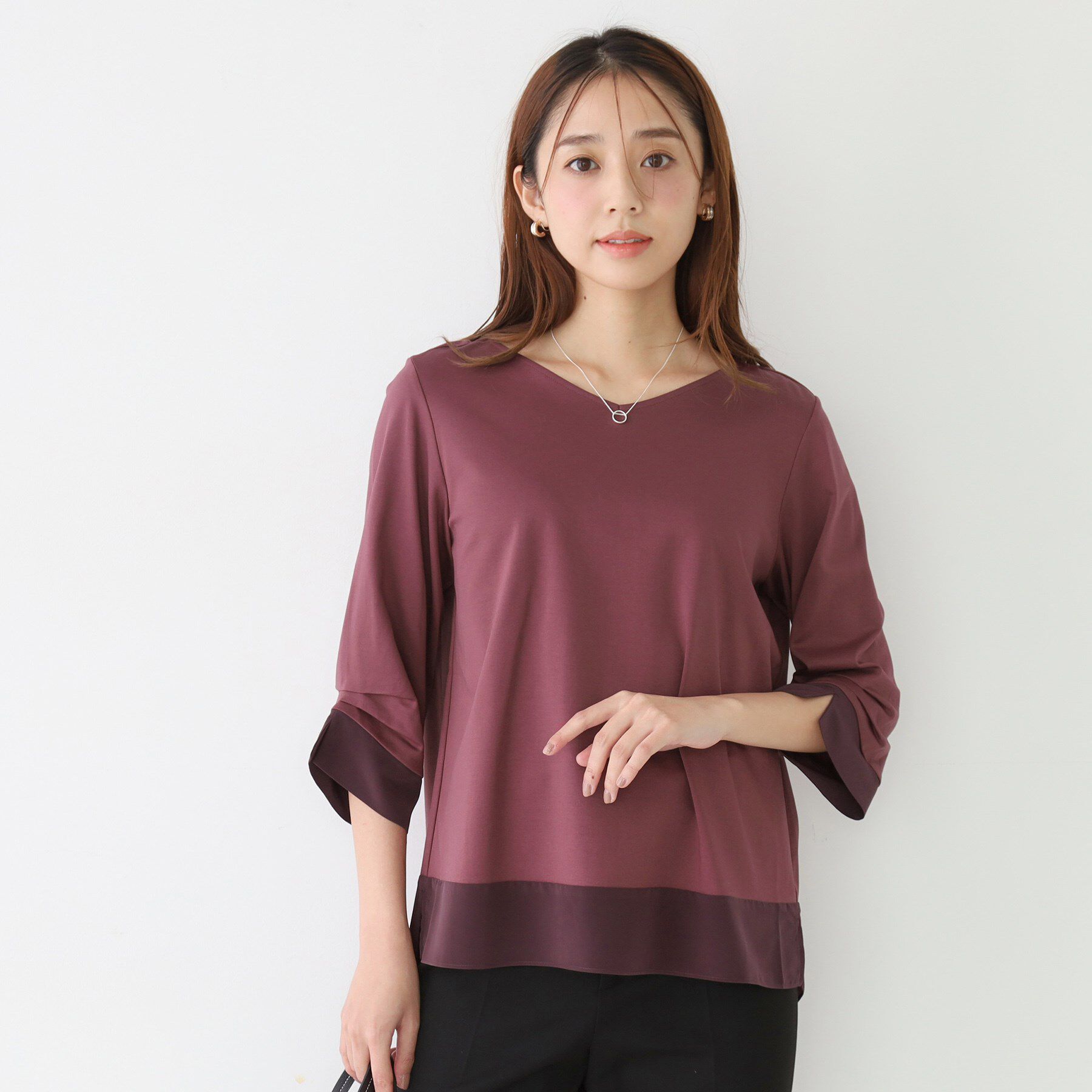 COUP DE CHANCE「【手洗い可／日本製】異素材ドッキングのカットソー」|Tシャツ・カットソー|