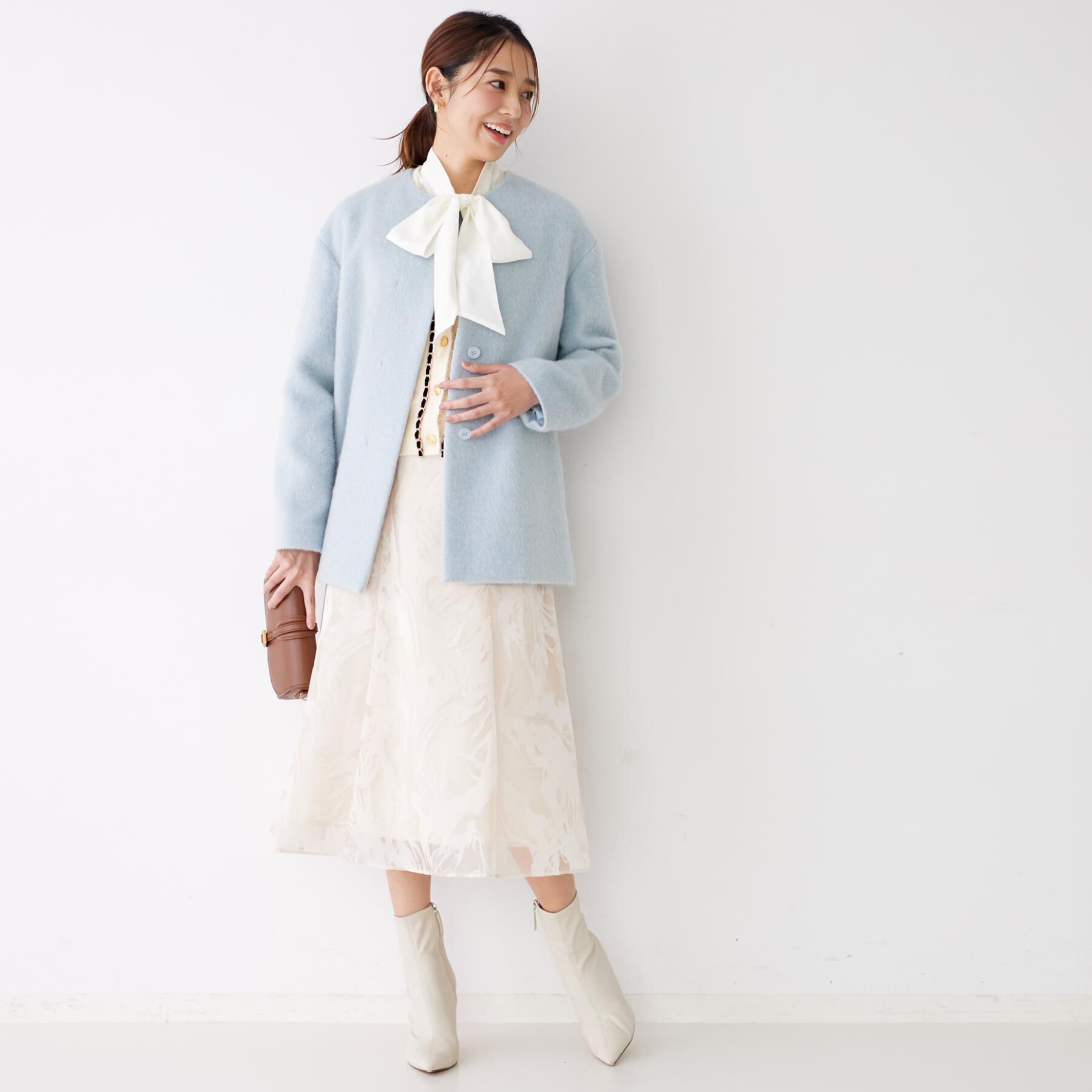 COUP DE CHANCE「【日本製／モヘヤ混／ヒップ丈】ノーカラーコート」|ノーカラーコート|