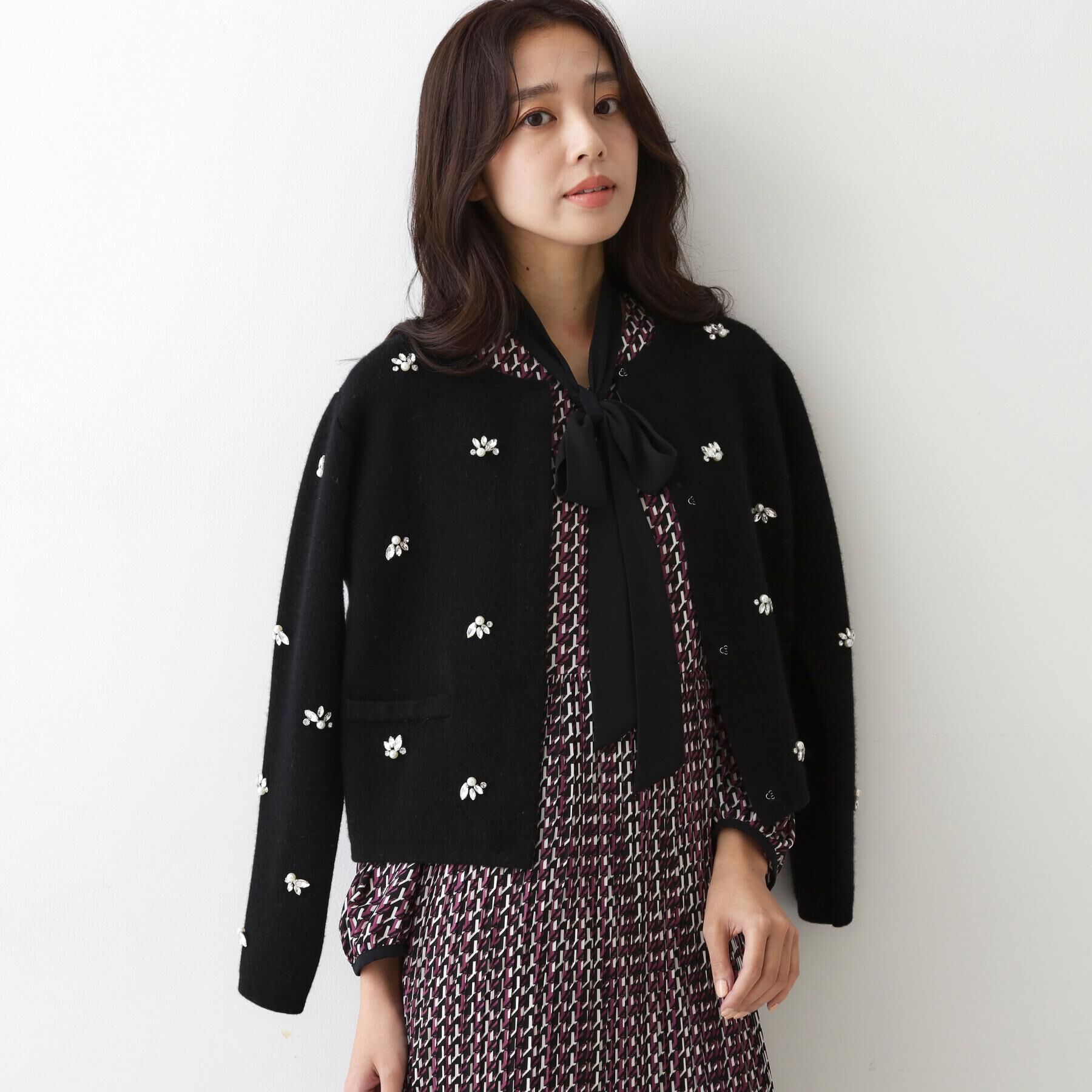 COUP DE CHANCE「【手洗い可】ビジュー付カーディガン」|カーディガン|