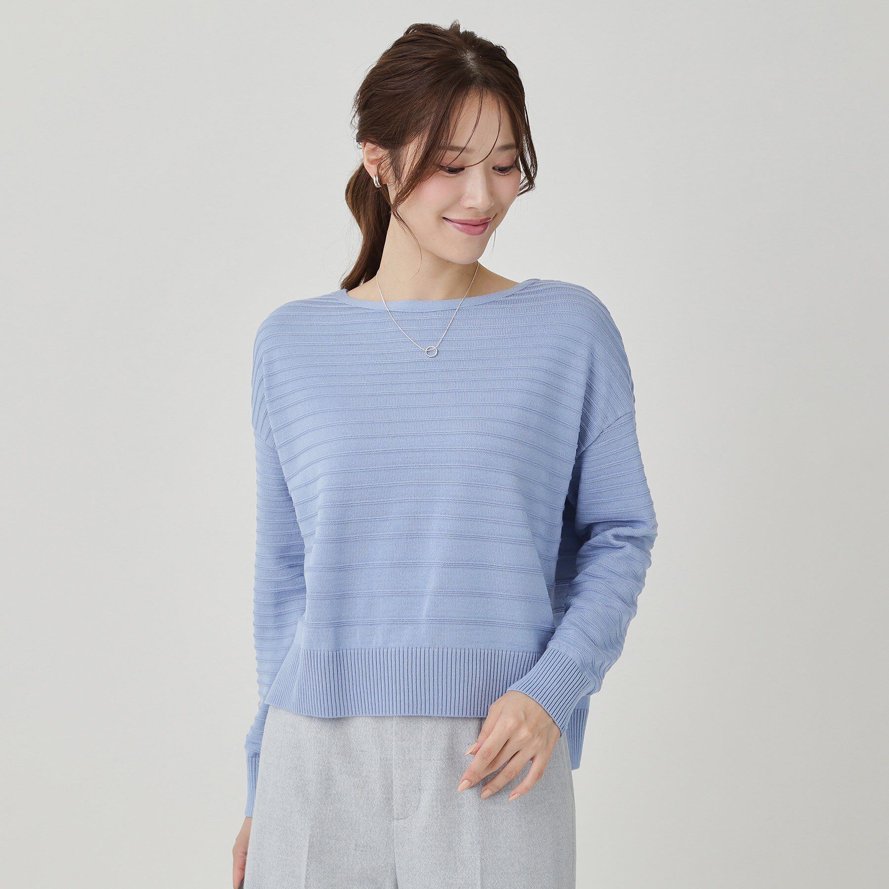 COUP DE CHANCE「【手洗い可／日本製】地柄ボーダーのニットトップス」|ニット・セーター|