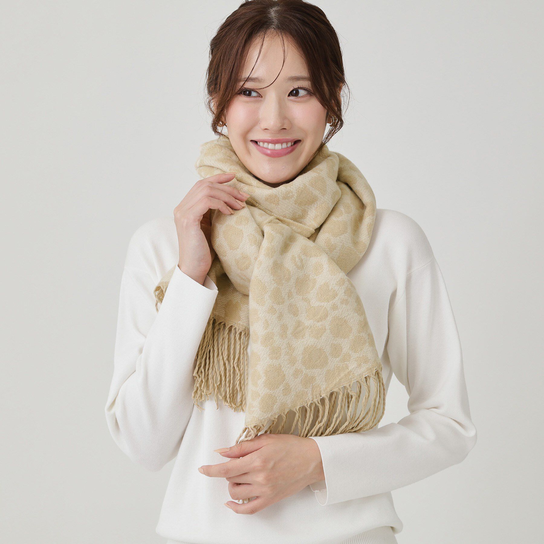 COUP DE CHANCE「レオパード柄ストール／フリンジストール」|ストール|