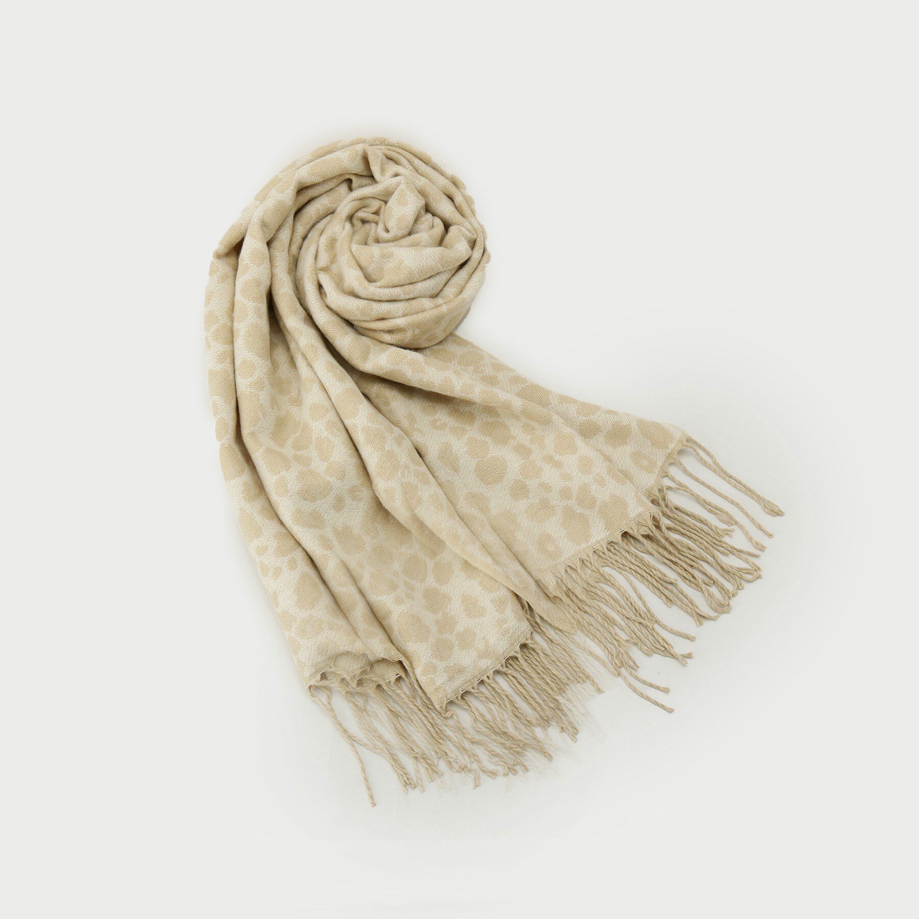 COUP DE CHANCE「レオパード柄ストール／フリンジストール」|ストール|グレージュ(350)