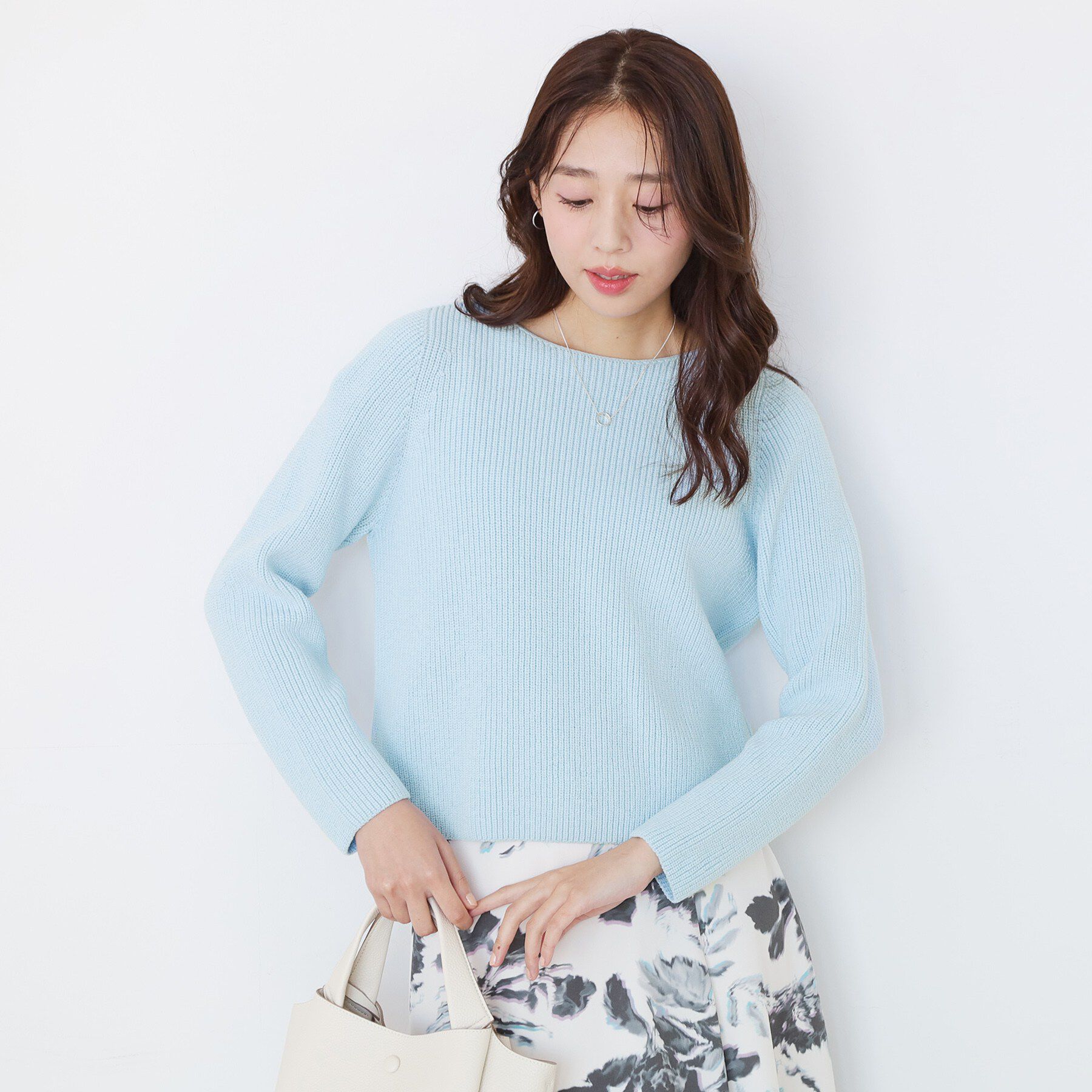 COUP DE CHANCE「【手洗い可／日本製】ミドルゲージ軽やかニットトップス」|ニット・セーター|サックスブルー(09
