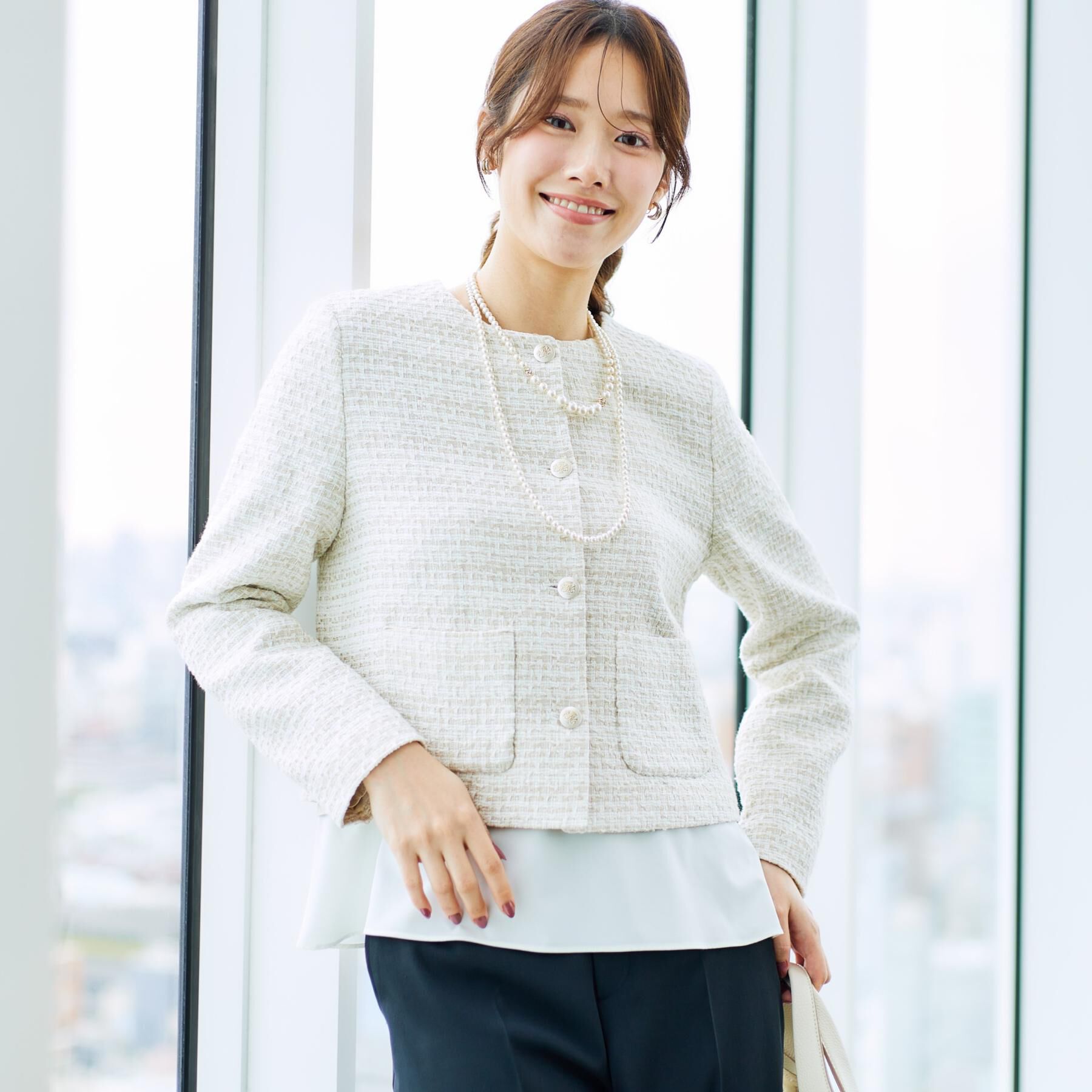 COUP DE CHANCE「【ON/OFF着回し】カラーツイードジャケット」|ノーカラージャケット|