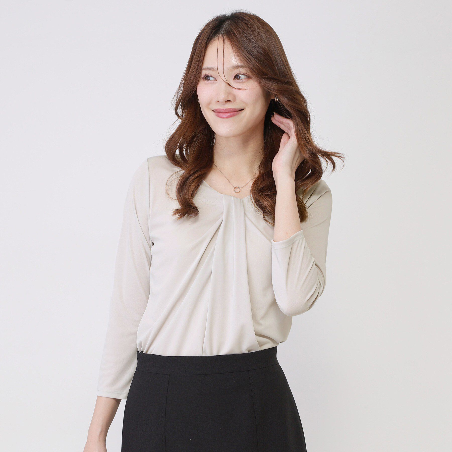 COUP DE CHANCE「【手洗い可／日本製／7分袖】しなやかな落ち感のカットソー」|Tシャツ・カットソー|ライトグレー(011