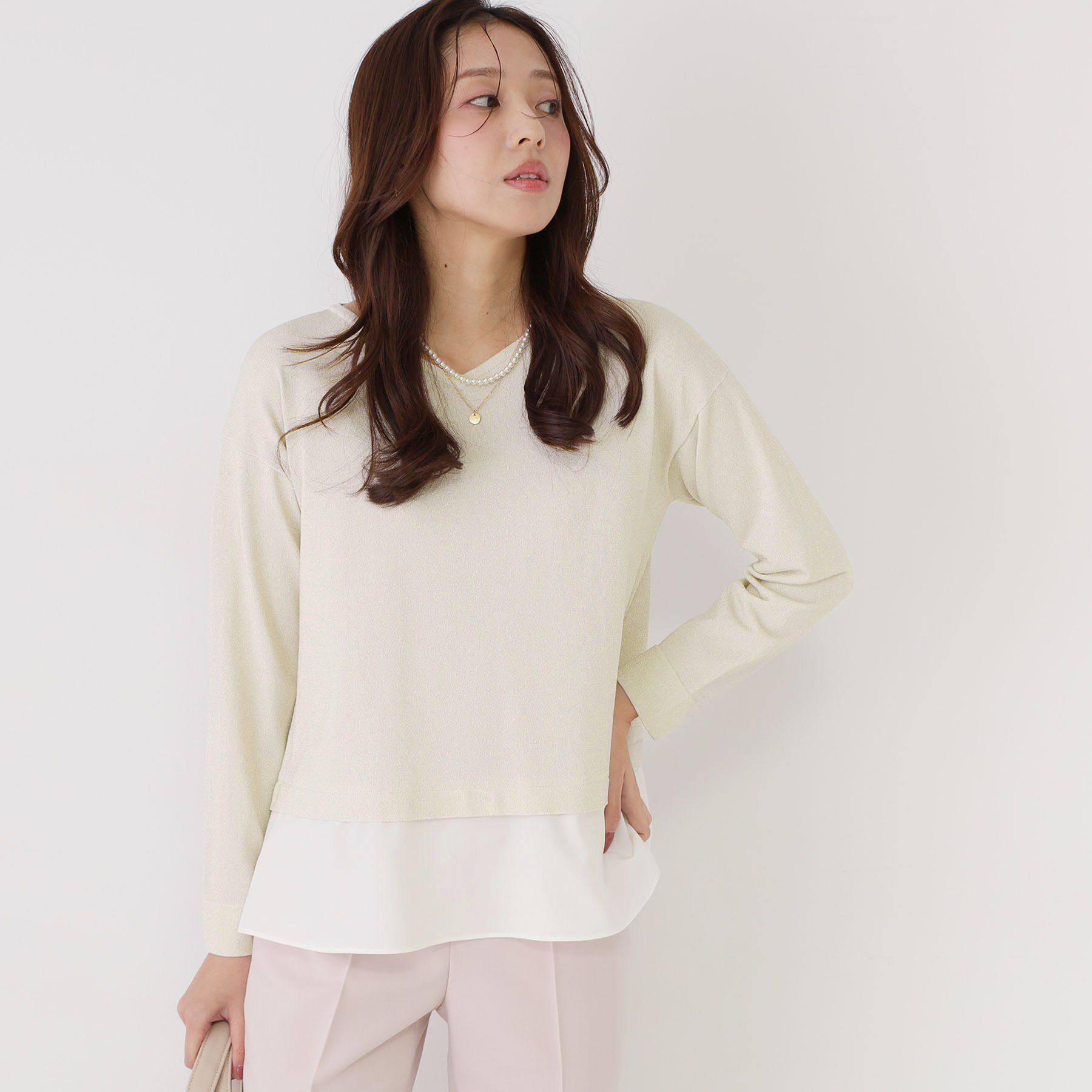 COUP DE CHANCE「【洗える】レイヤード風デザイントップス」|ニット・セーター|