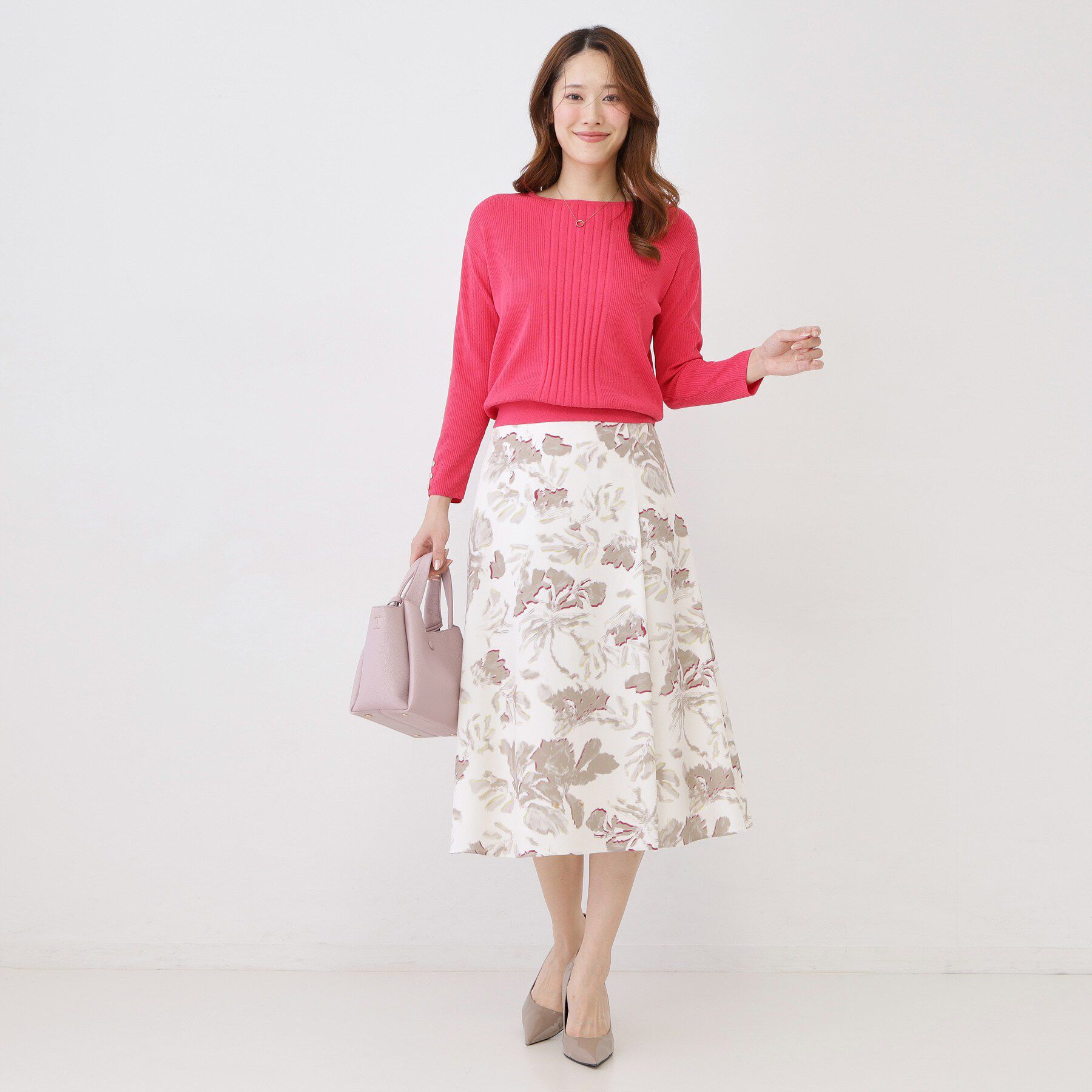 COUP DE CHANCE「【手洗い可／9分袖】リブ風ラインニット」|ニット・セーター|