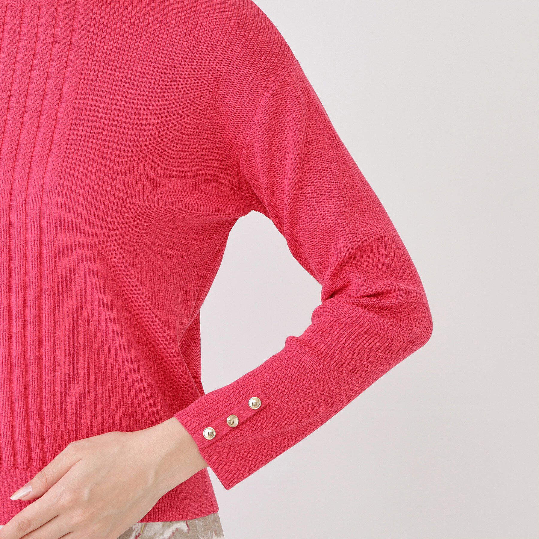 COUP DE CHANCE「【手洗い可／9分袖】リブ風ラインニット」|ニット・セーター|