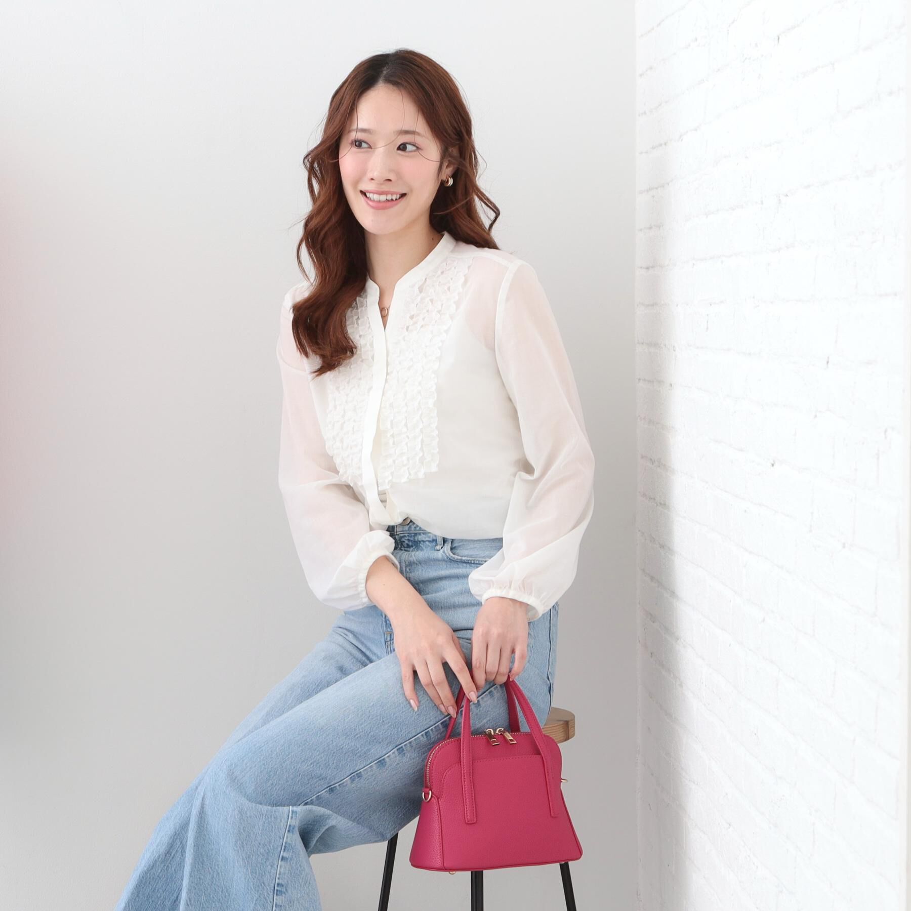 COUP DE CHANCE「【手洗い可/きれいめ】シアーローンフリルブラウス」|シャツ・ブラウス|