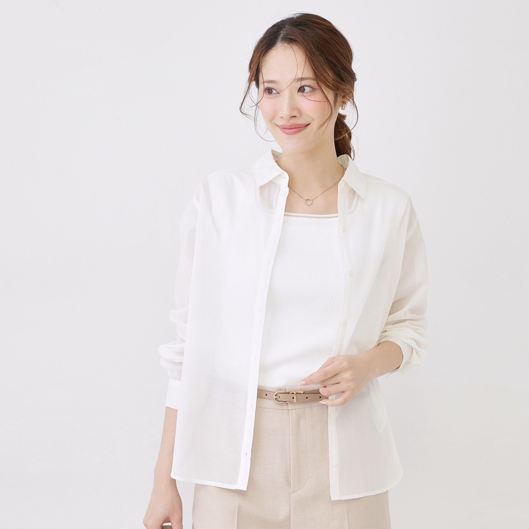 COUP DE CHANCE「【手洗い可／ソフトな風合い】シアーローンシャツ」|シャツ・ブラウス|