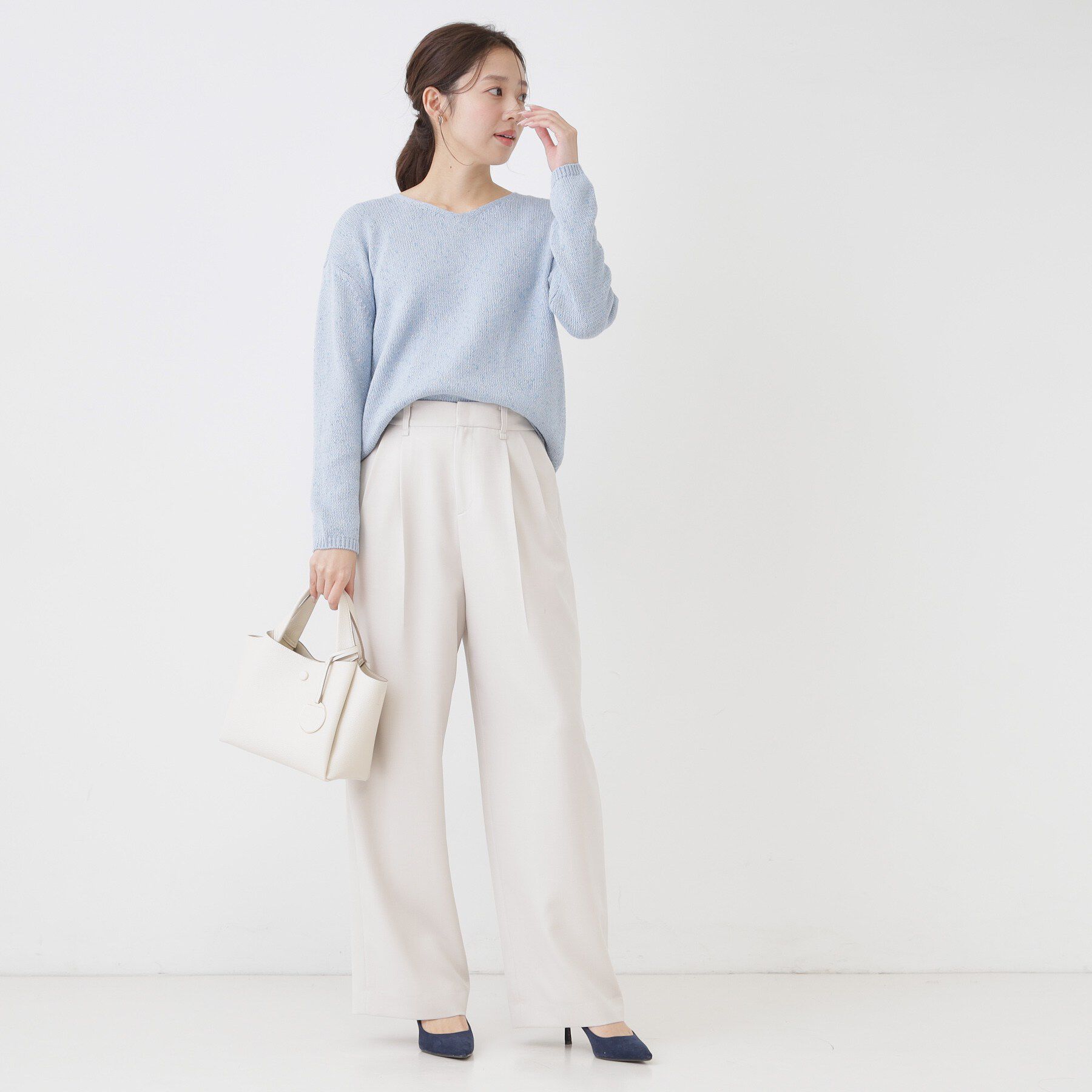 COUP DE CHANCE「【手洗い可】ラメ混Vネックニット」|ニット・セーター|