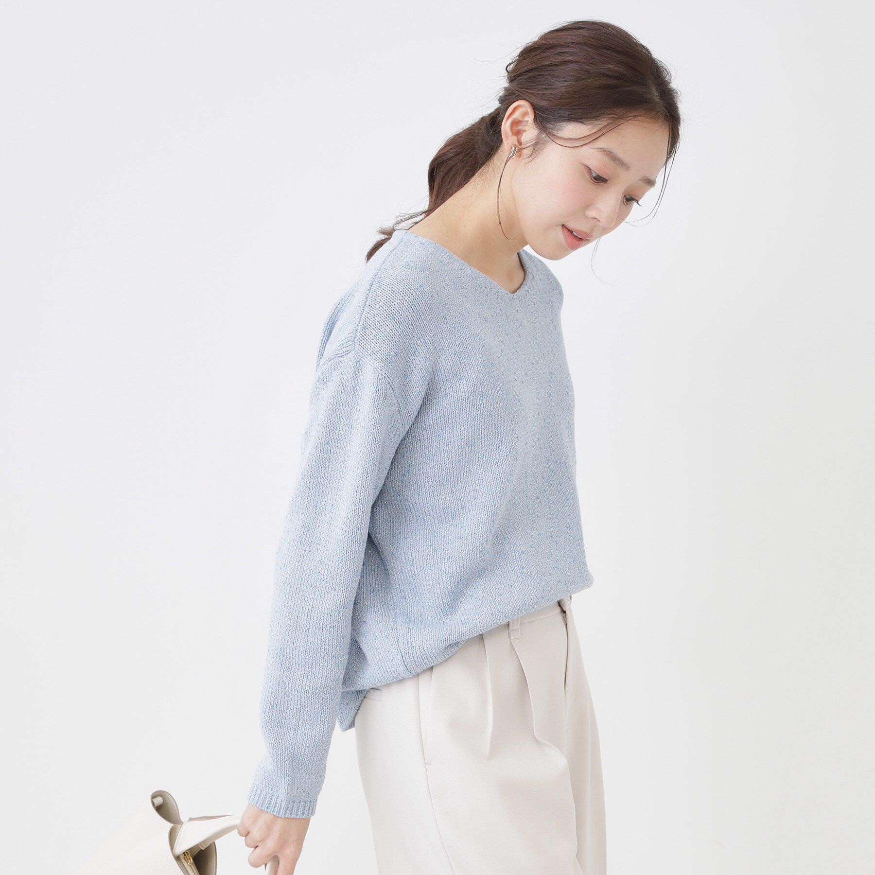 COUP DE CHANCE「【手洗い可】ラメ混Vネックニット」|ニット・セーター|